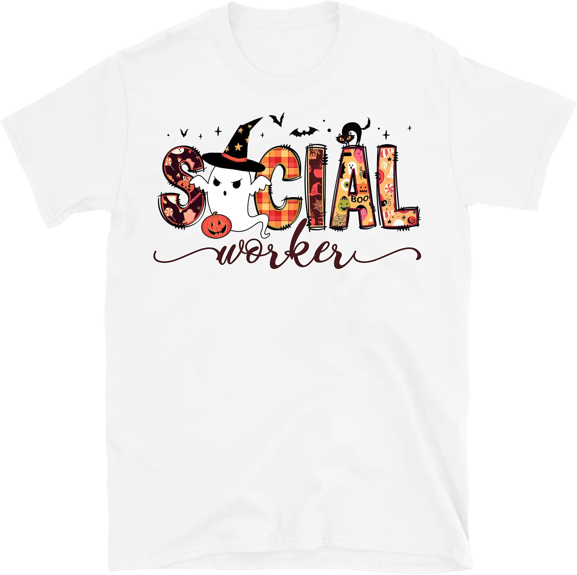Halloween Social Worker T-Shirt, School Social Worker T-Shirt, Spooky Social Worker, School Social Worker Gifts, Worker – White/XX-Large