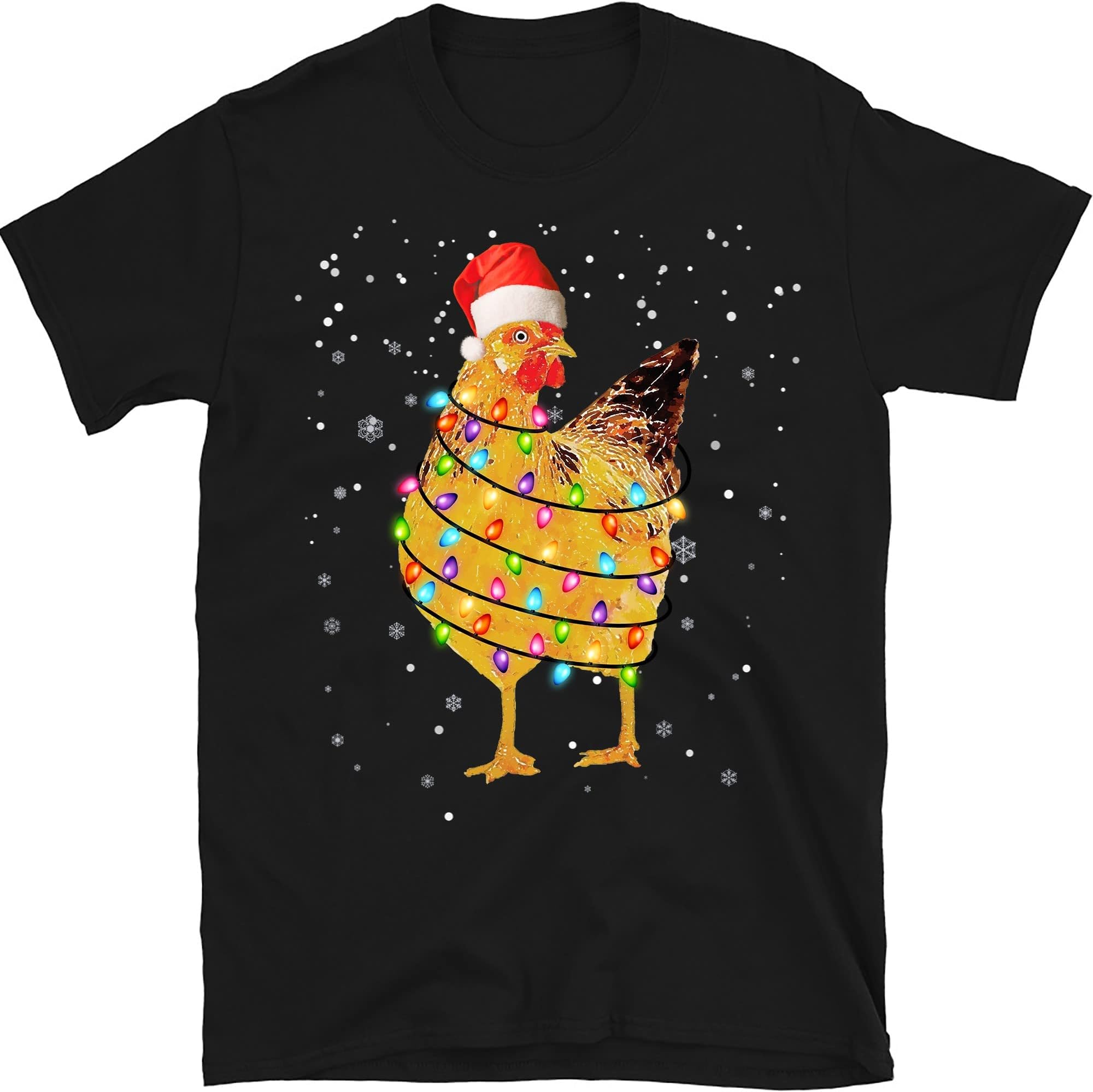 Chicken Christmas Shirt, Funny Christmas T-Shirt, Hen Christmas Tee, Chicken Lover Gift, Xmas Farmer T-Shirt, Kids Christmas Tee Multicolored