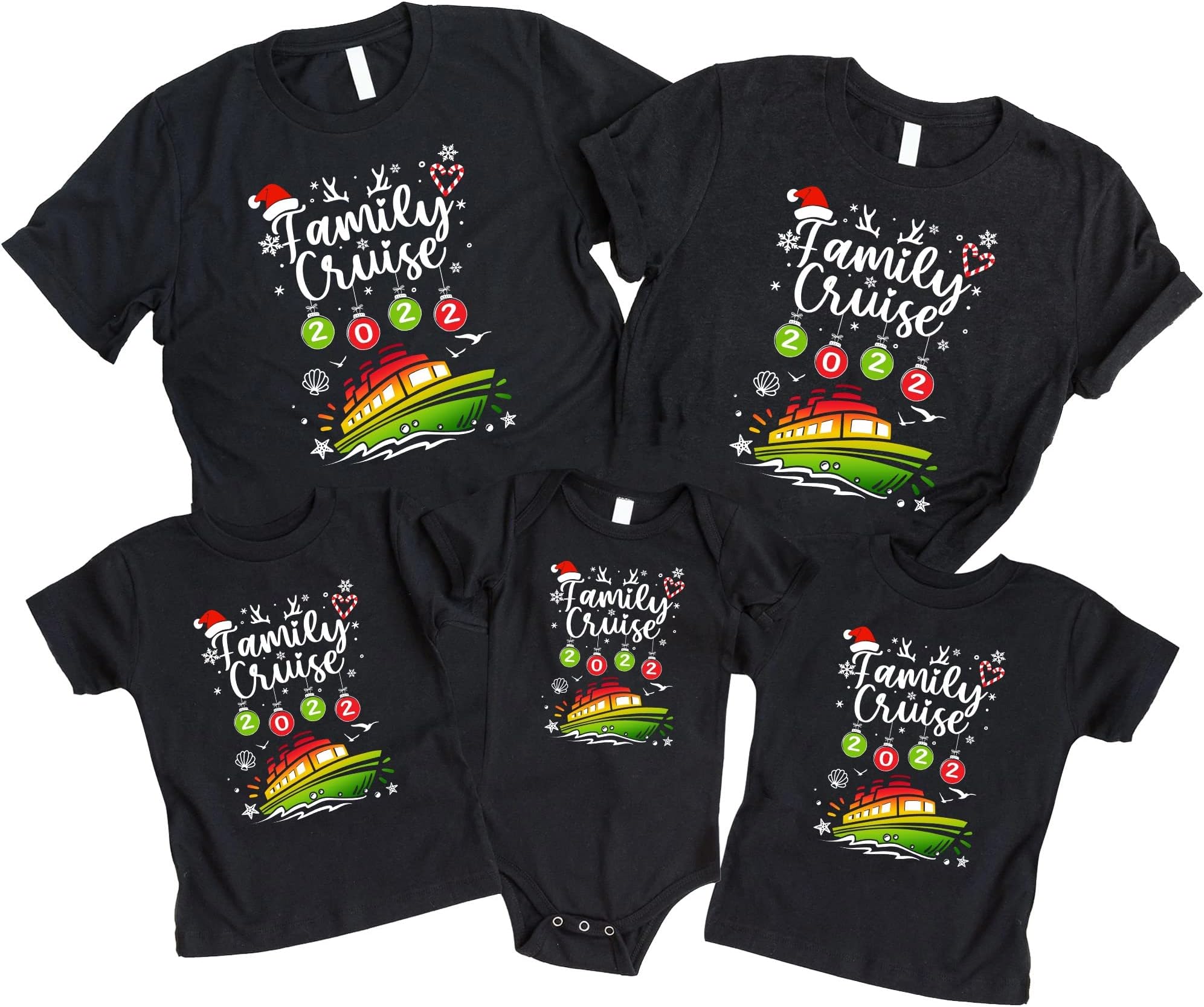 Custom Name Family Cruise Christmas 2022 Shirts, Cruisin Crew T-Shirt, Cruise Ship Vacation, Matching Family Shirts, Christmas Trip Multicolored