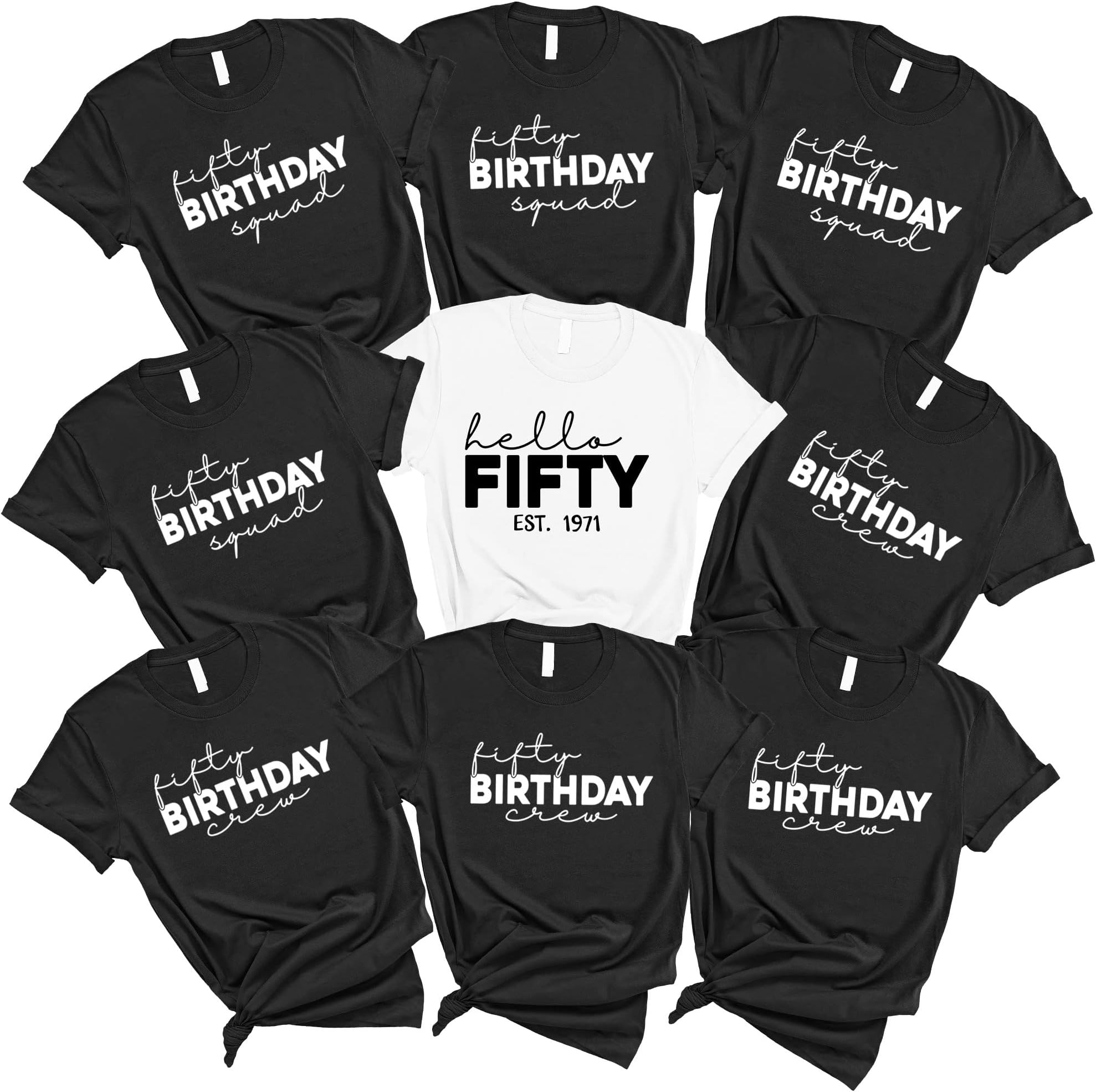 Hello Fifty Shirt, Birthday Group Shirts, Birthday Crew, Birthday Party Tees, Gift for Her, Birthday Squad, 50th Birthday Tee, Birthday Gift Multicolored
