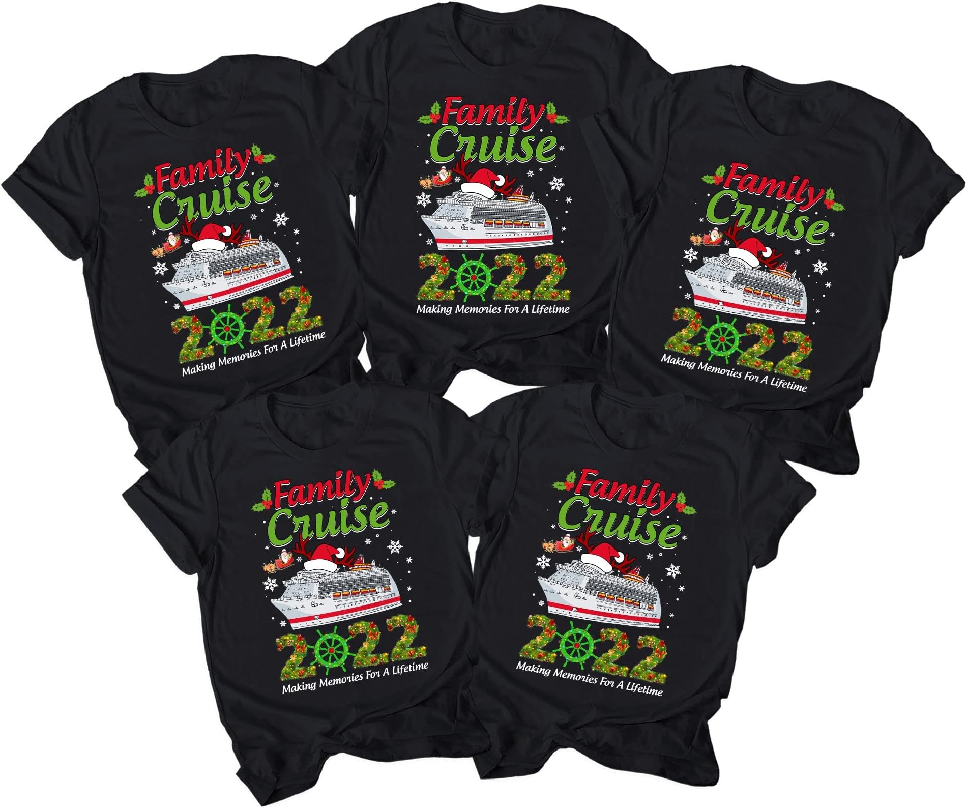 Family Christmas Santa Reindeer Cruise Shirt, Cruise Ship Santa Claus Tee, Family Matching Shirts, Santa Reindeer Cruise Shirt, Cruisemas 2022 Tee Multicolored