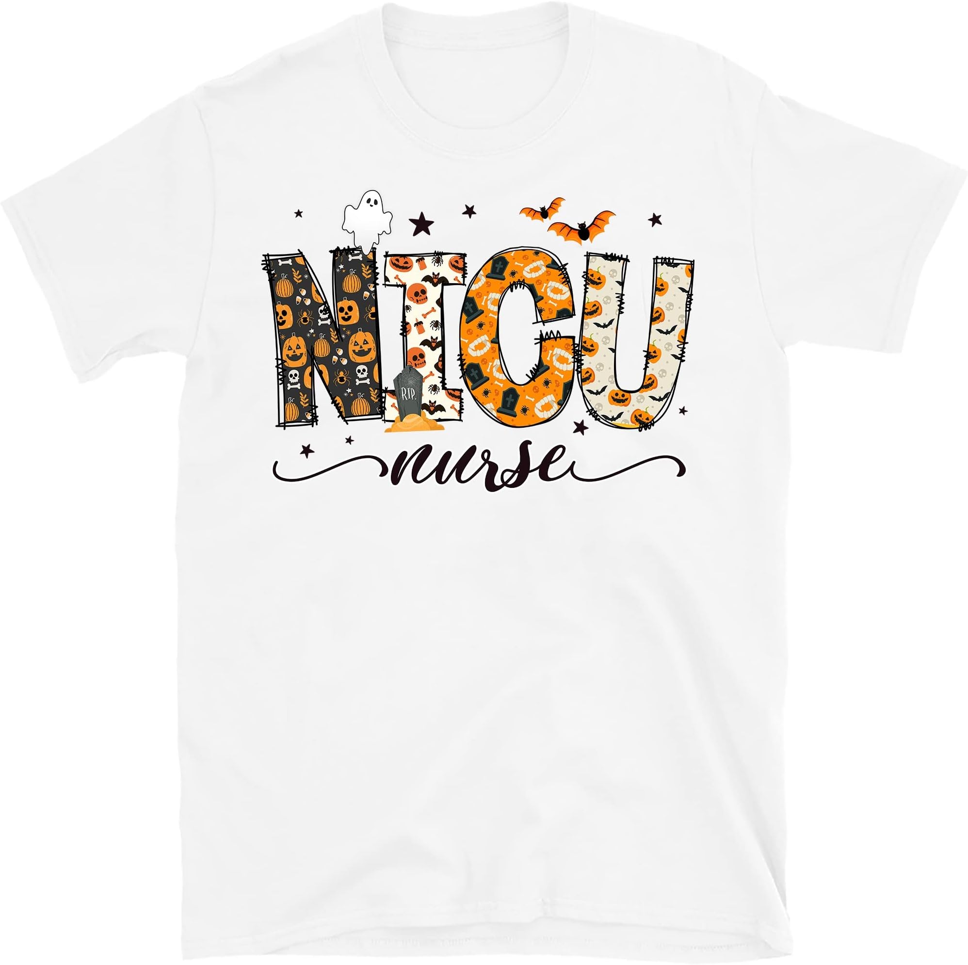 Nicu Nurse Halloween Shirt, Neonatal ICU Unit Rn Tech Tshirt, Spooky Fall Nicu Nurse Gift, Halloween Nursing Hospital – White/XX-Large