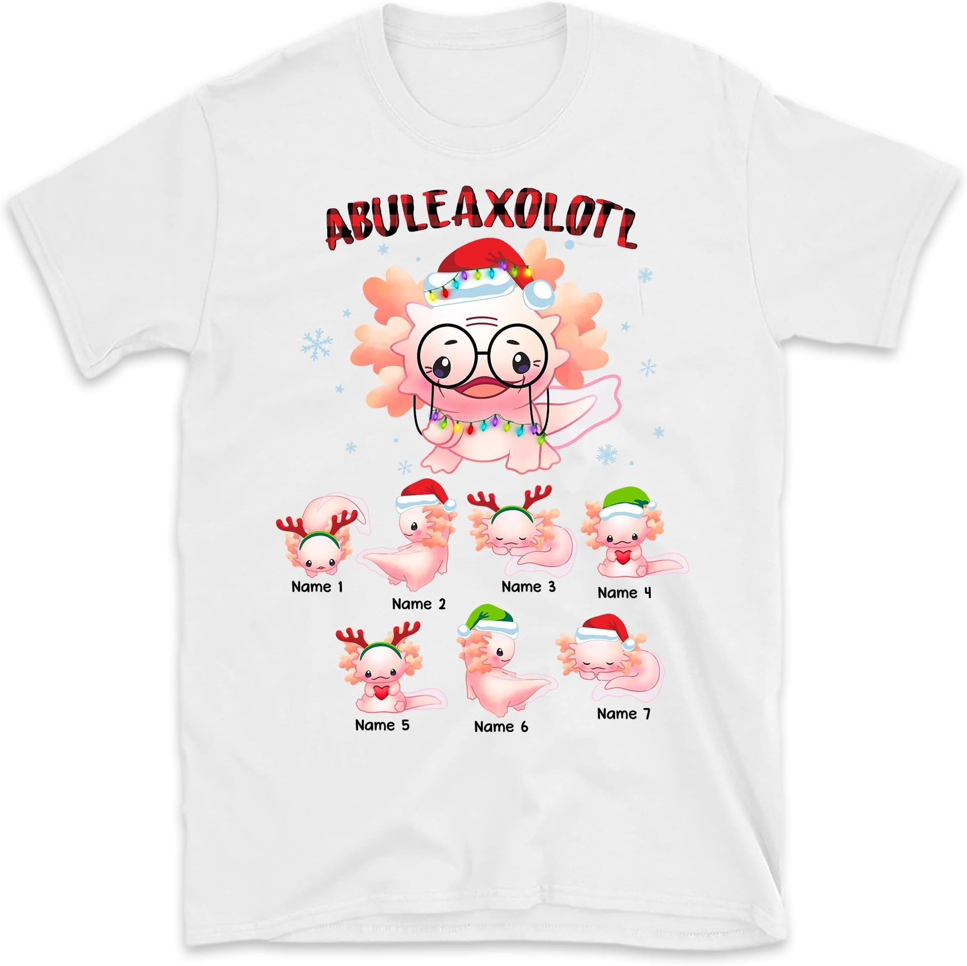 Grandma Axolotl Grandkids Personalized Nana Gigi Shirt,Grandma Christmas Shirt, This Grandma Belongs to Grandkids Shirt Multicolored