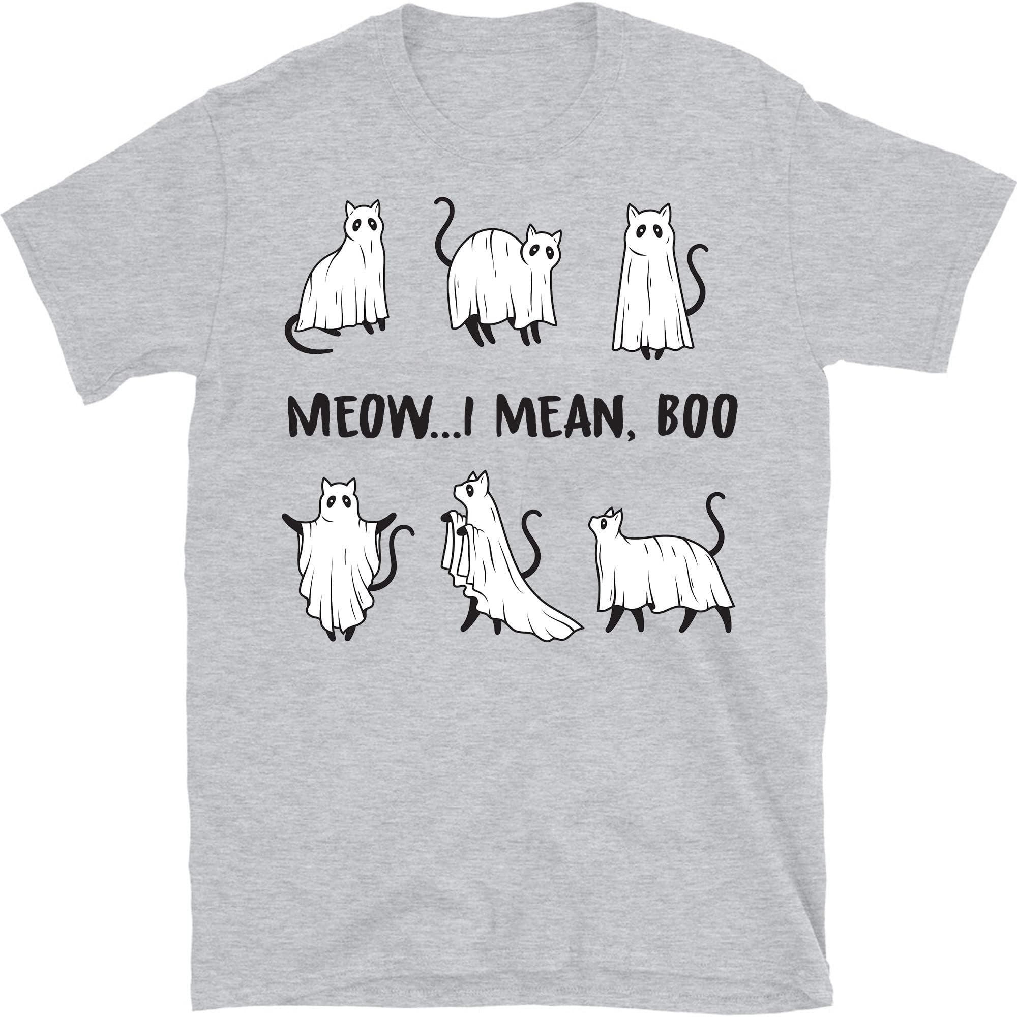 Ghost Cat Shirt, Cat Shirt, Halloween Shirt, Meow I Mean Boo T-Shirt, Halloween Cat Shirt, Cat Lover Shirt, Black Cat Shirt