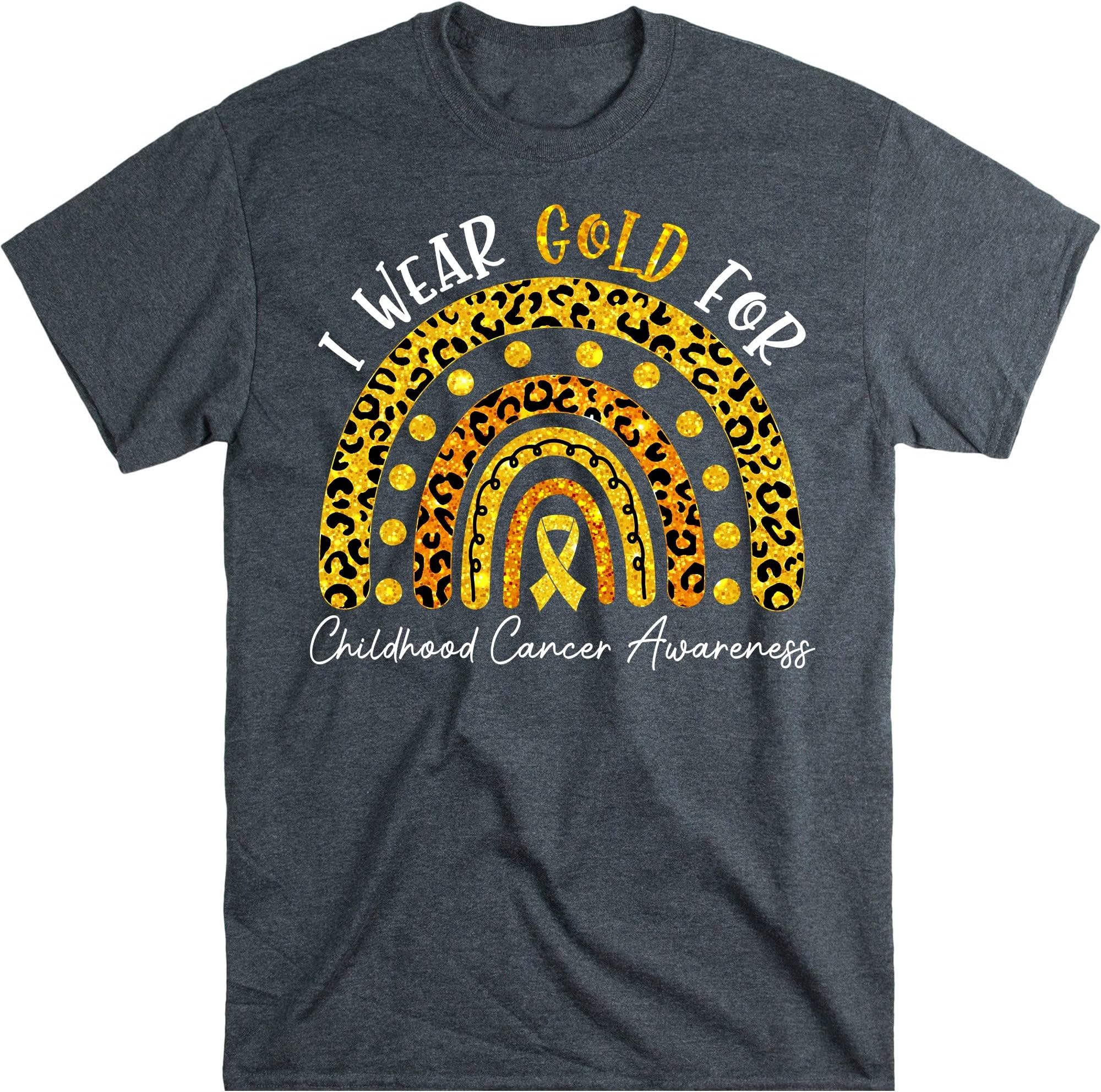 I Wear Gold for Childhood Cancer Awareness Rainbow Shirt, Warrior Shirt, Cancer Support Shirt, Childhood Cancer Shirts – Dark Heather/XX-Large