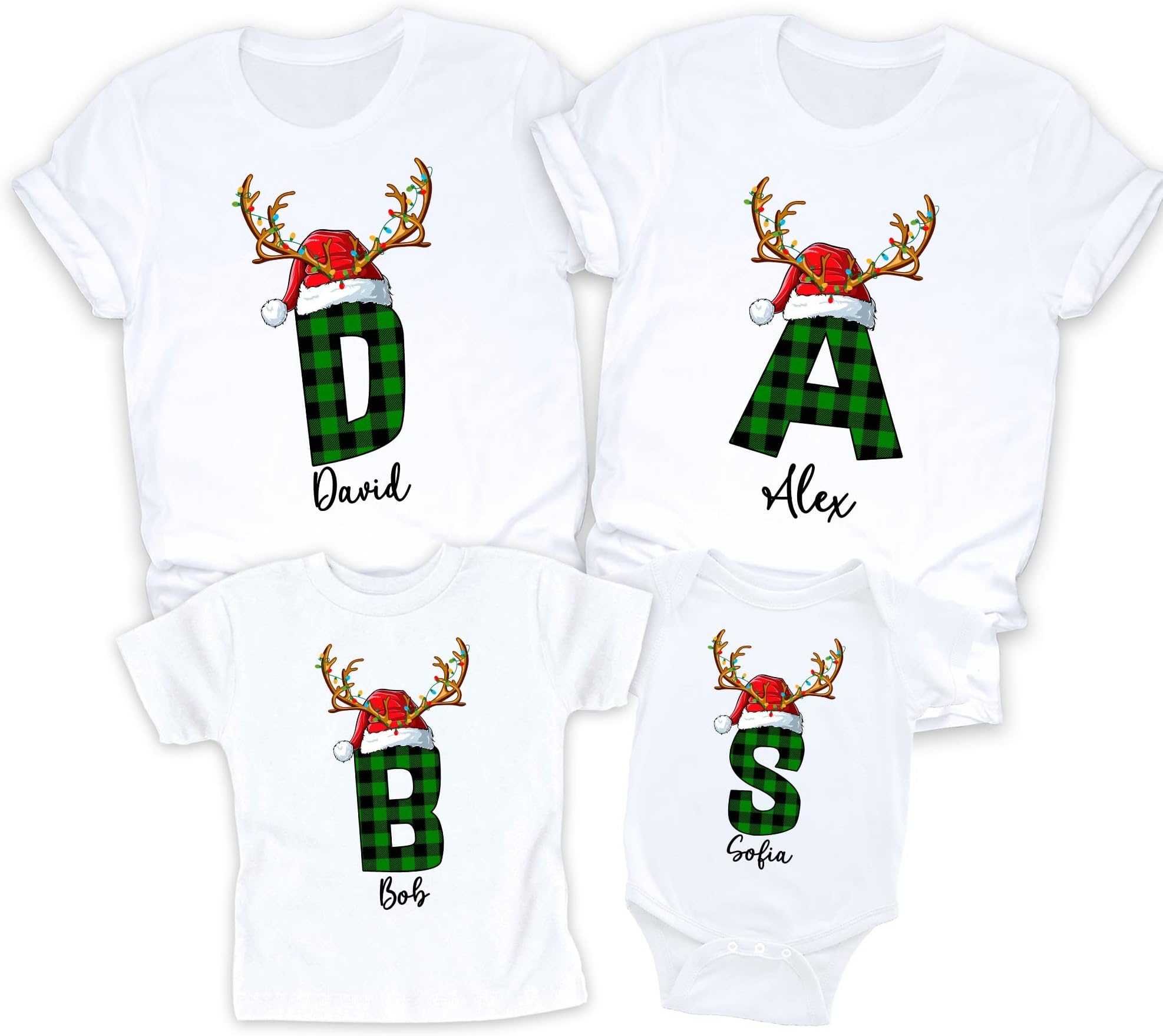 Monogrammed Family Christmas Shirt, Custom Name Christmas Pajamas, Family Matching Christmas Monogram Shirt, Custom Multicolored