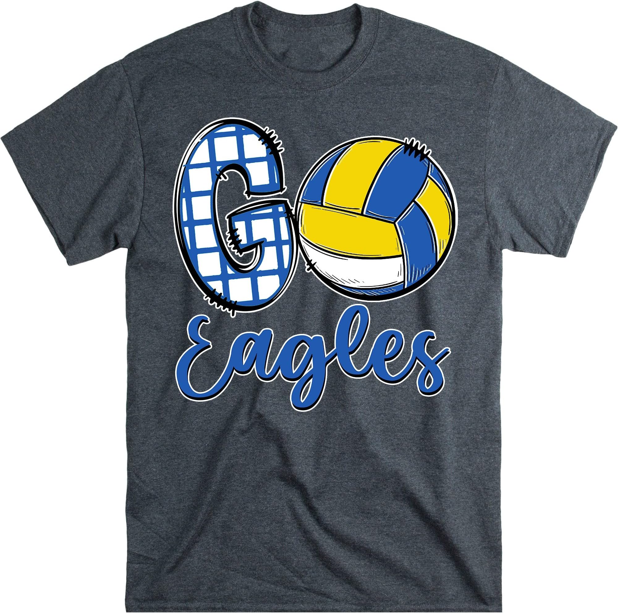 Go Custom Shirt, Go Shirt, Volleyball Team Fan Shirt, GO Volleyball Team tee, Volleyball Shirt, School Spirit Shirt – Dark Heather/Small