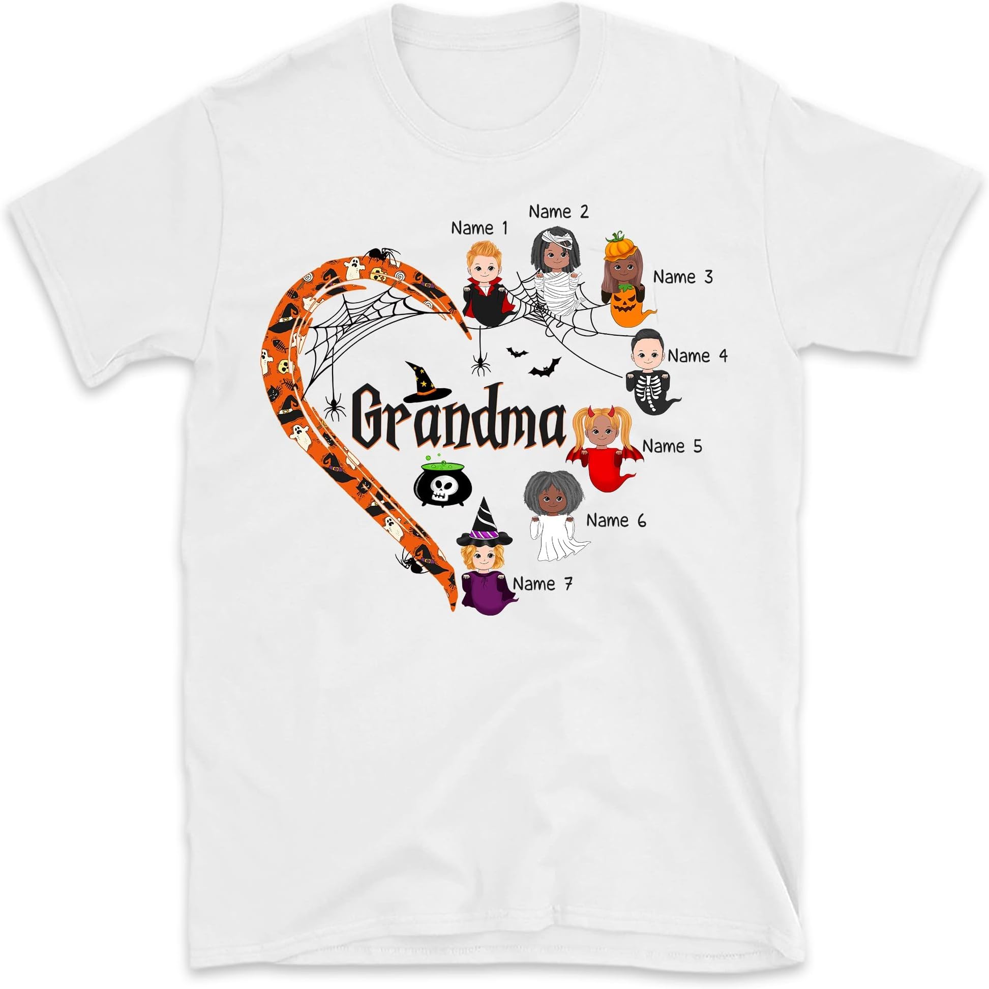 Grandma Halloween with Grandkids Shirt Funny Grandma Boos Halloween Shirt Custom Grandma Mimi Mom Gigi Nana, Halloween Costume Multicolored