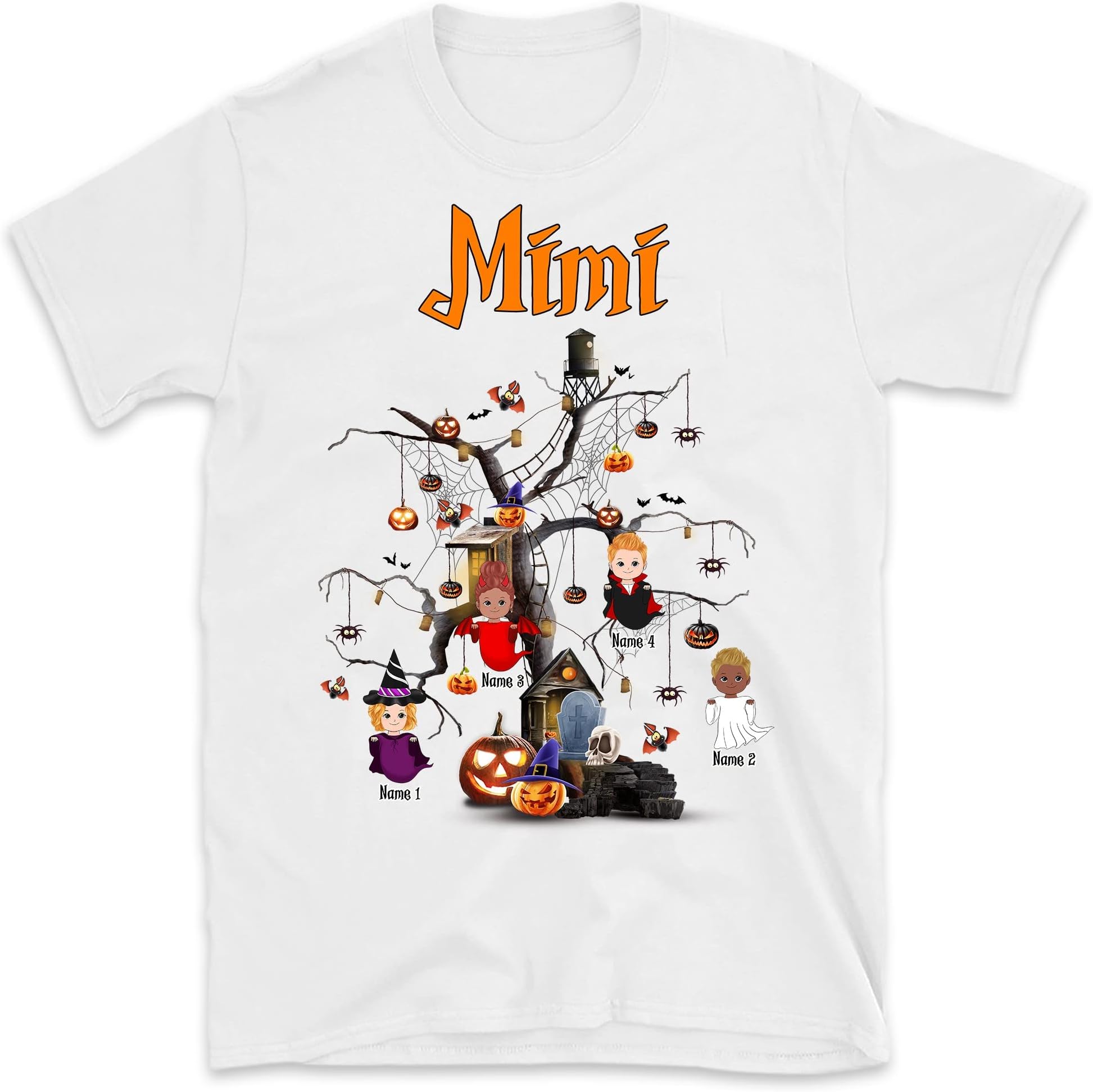 Grandma of Little Ghosts with Grandkids Shirt Funny Grandma Halloween Shirt Custom Grandma Mimi Mom Gigi Nana, Halloween Costume Multicolored