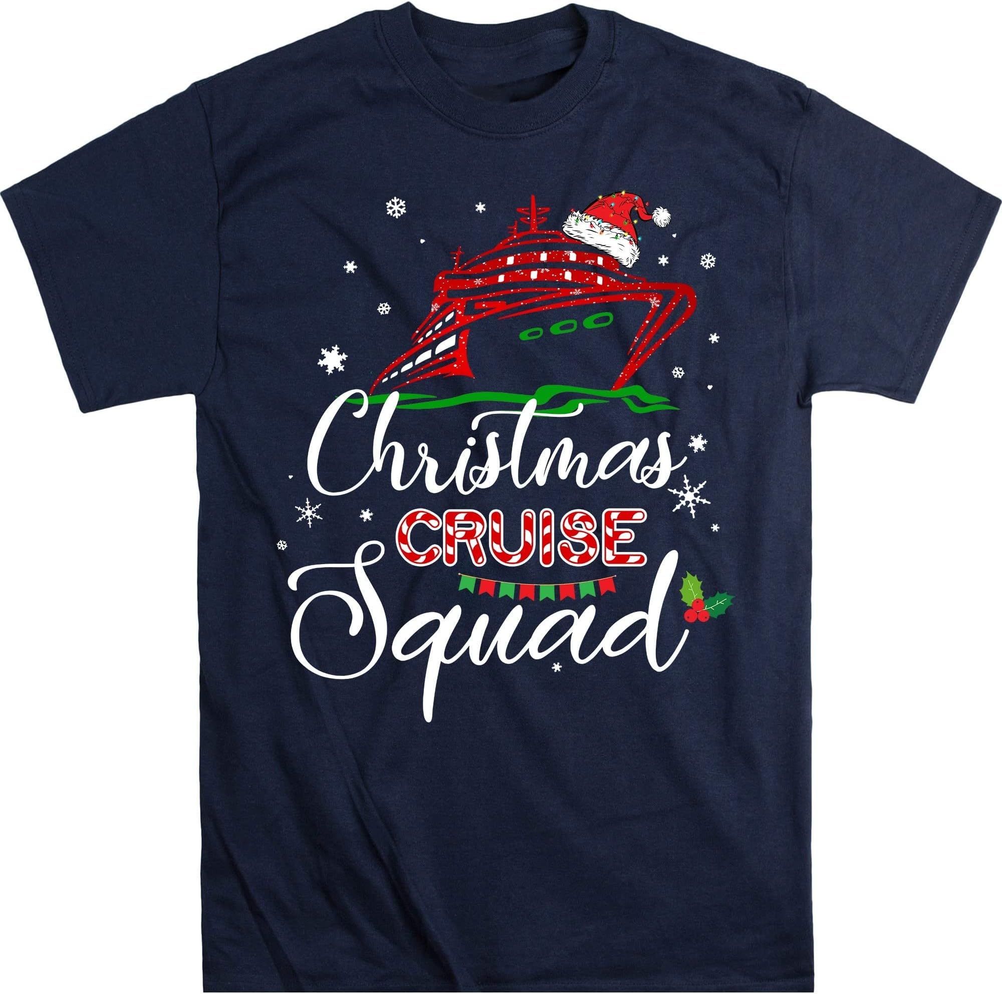 Christmas Cruise Squad Family Shirts, Matching Christmas Cruisin Crew Tee, Cruise Ship Vacation, Merry Xmas Gift – Navy/Medium
