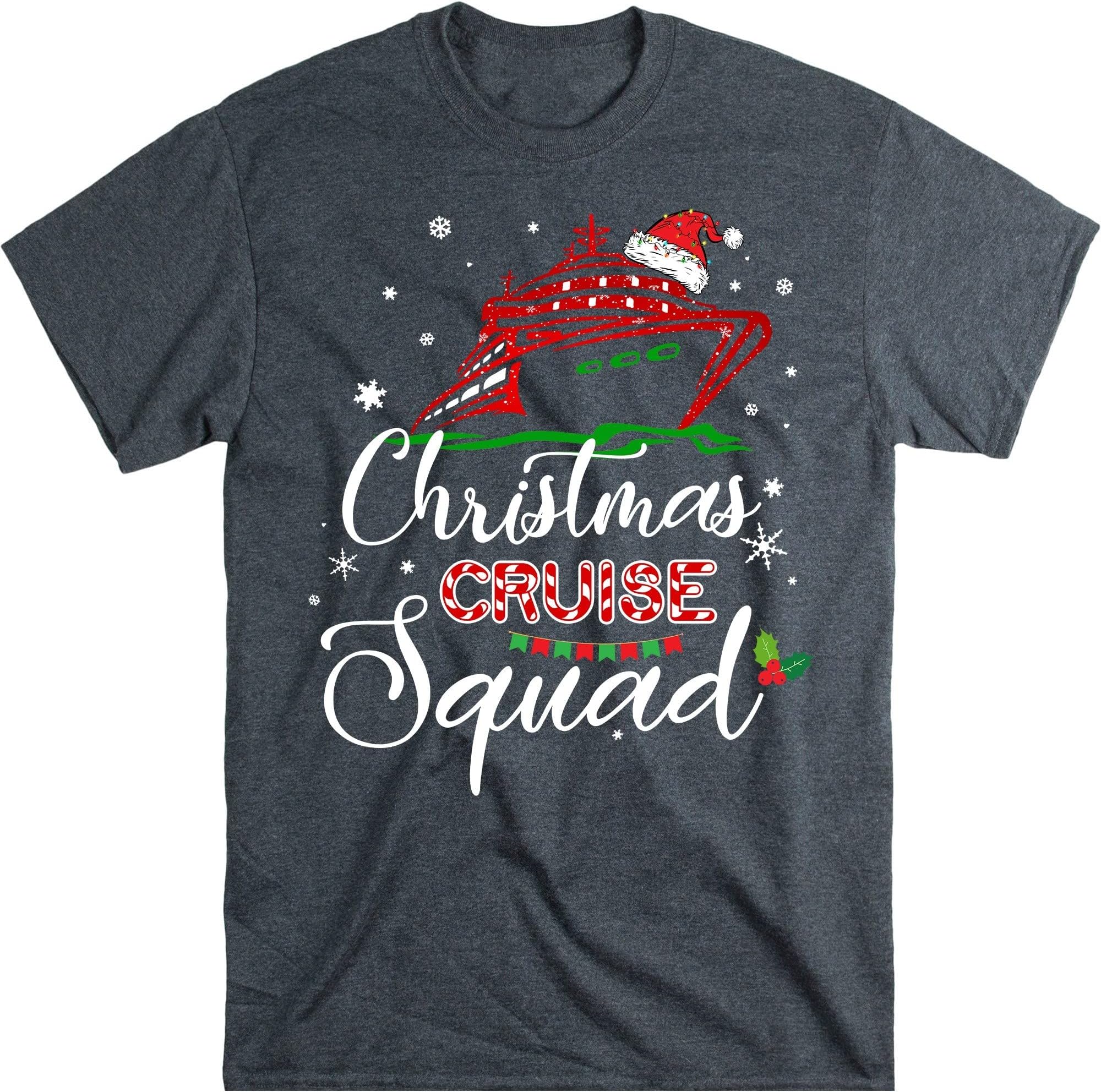 Christmas Cruise Squad Family Shirts, Matching Christmas Cruisin Crew Tee, Cruise Ship Vacation, Merry Xmas Gift – Dark Heather/Small