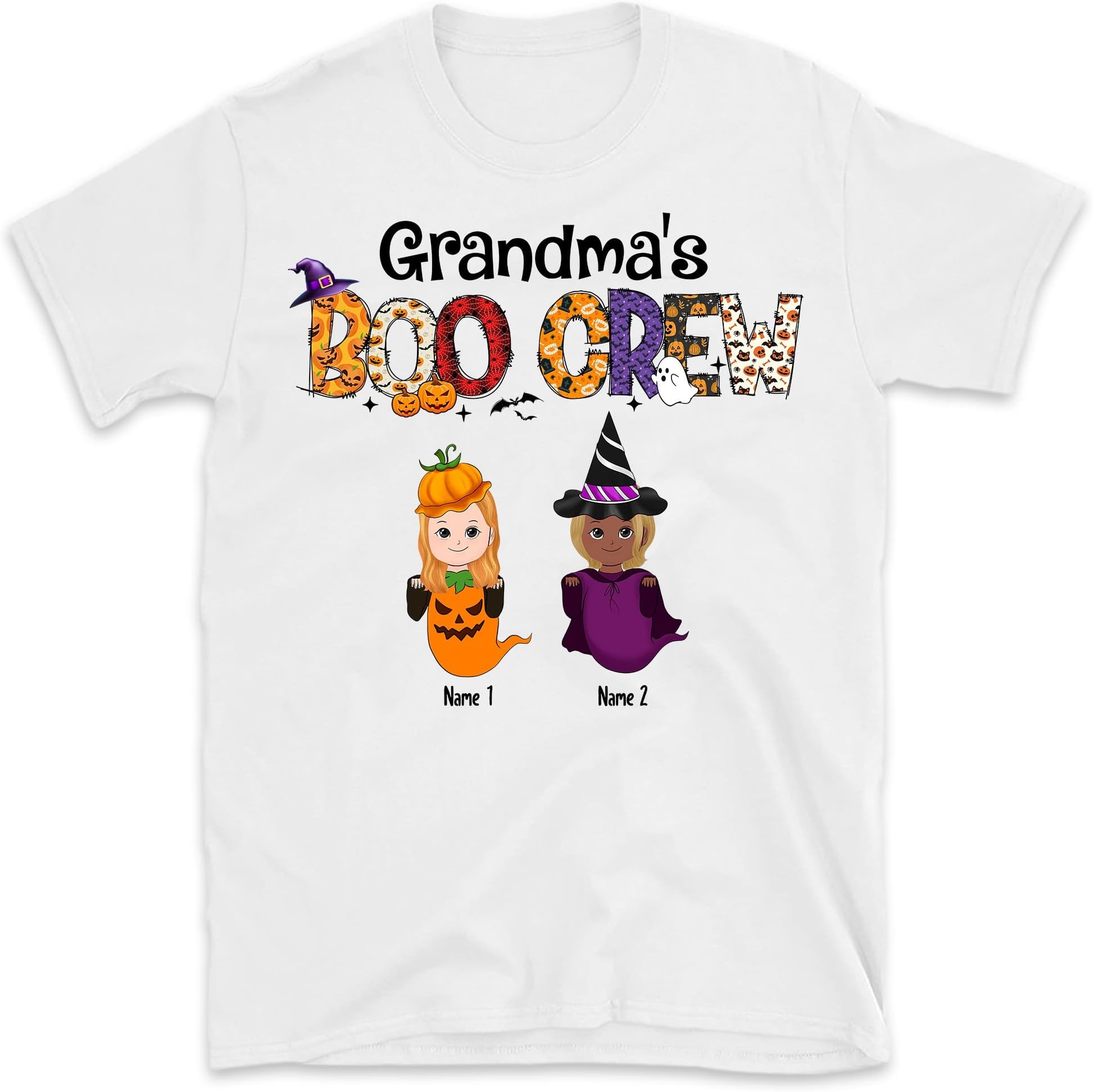 Grandma's Boo Crew Grandkids Grandma Grandkids Shirt Funny Boos Halloween Shirt Custom Mimi Mom Gigi Nana, Halloween Costume Multicolored