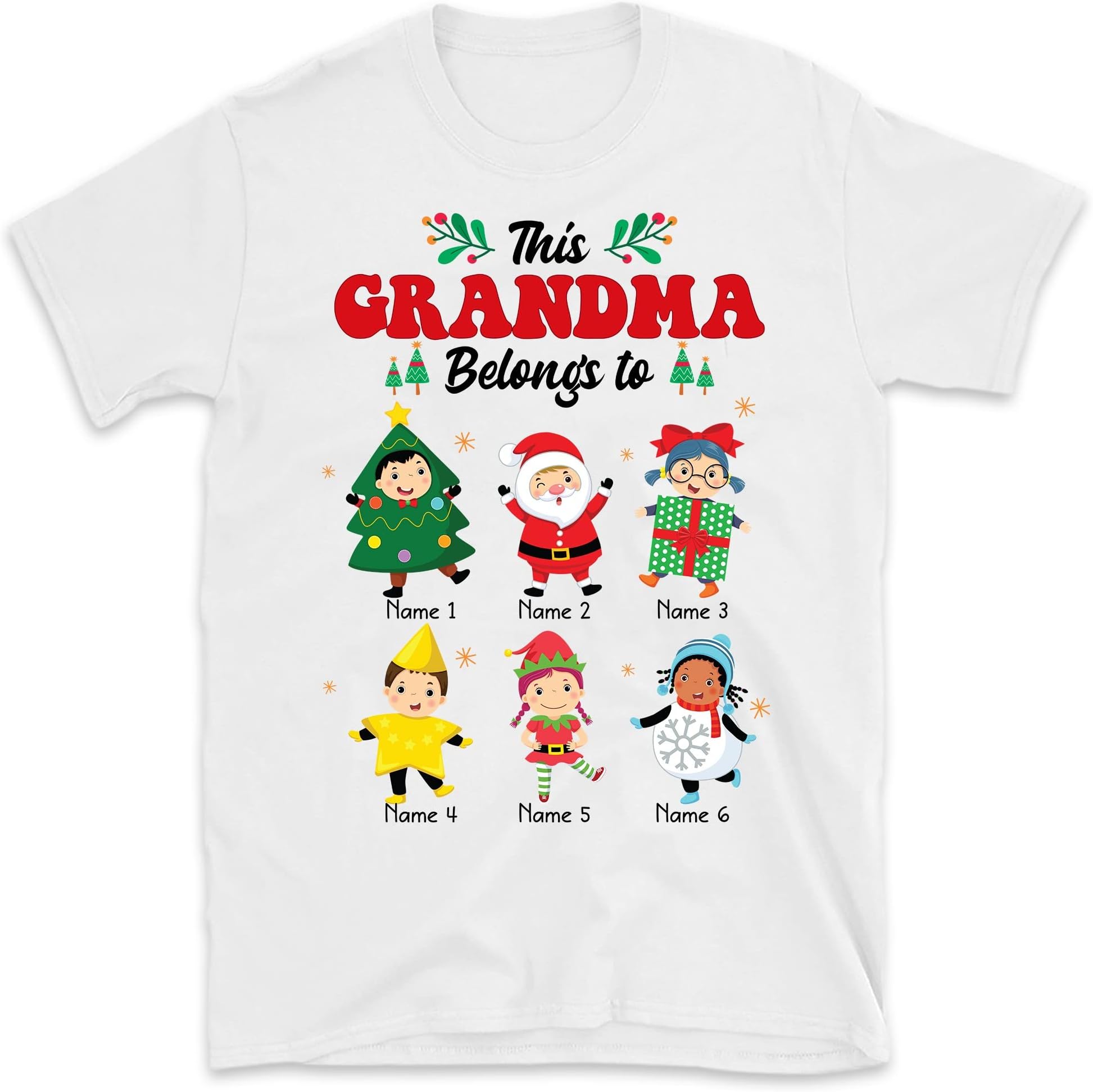 This Grandma Belongs to Christmas Shirt, Customized Mimi Gift, Personalized Grandkids Gift, Mimi's Kids Shirt Multicolored