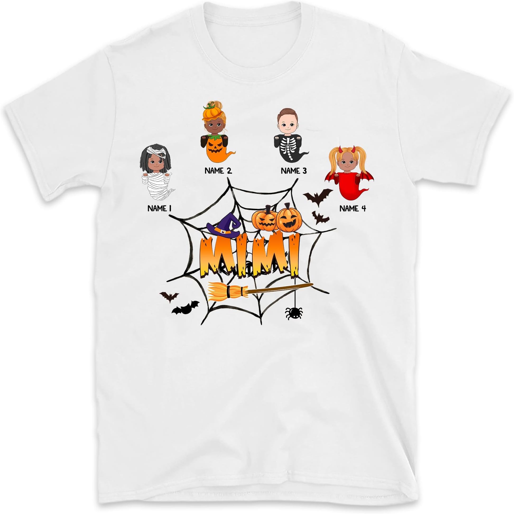 Grandma Halloween with Grandkids Shirt Funny Nana Boos Halloween Shirt Custom Mimi Mom Gigi Nana, Halloween Costume Multicolored