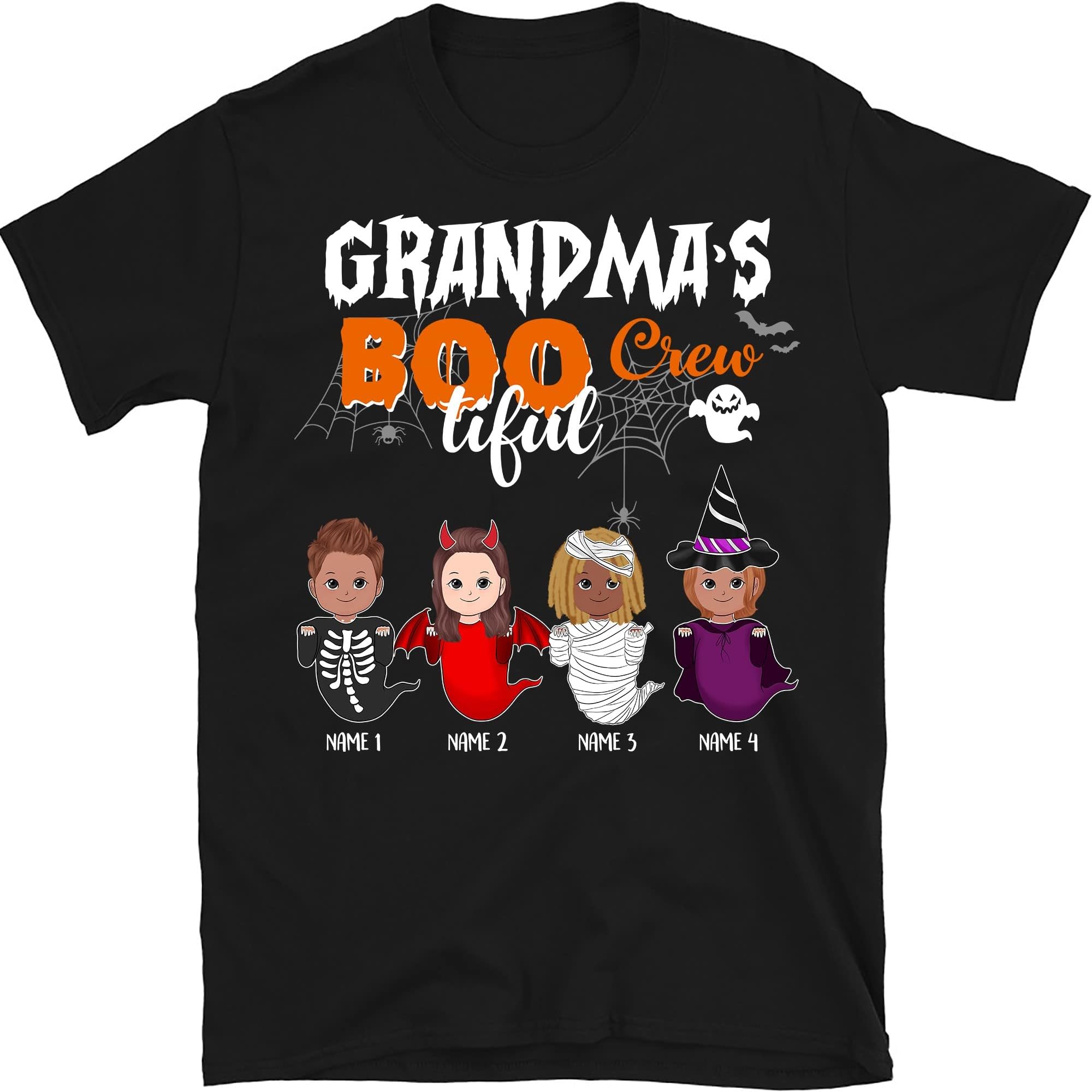 Grandma's Bootiful Crew Grandkids Shirt Funny Boos Halloween Shirt Custom Mimi Mom Gigi Nana, Halloween Costume Multicolored