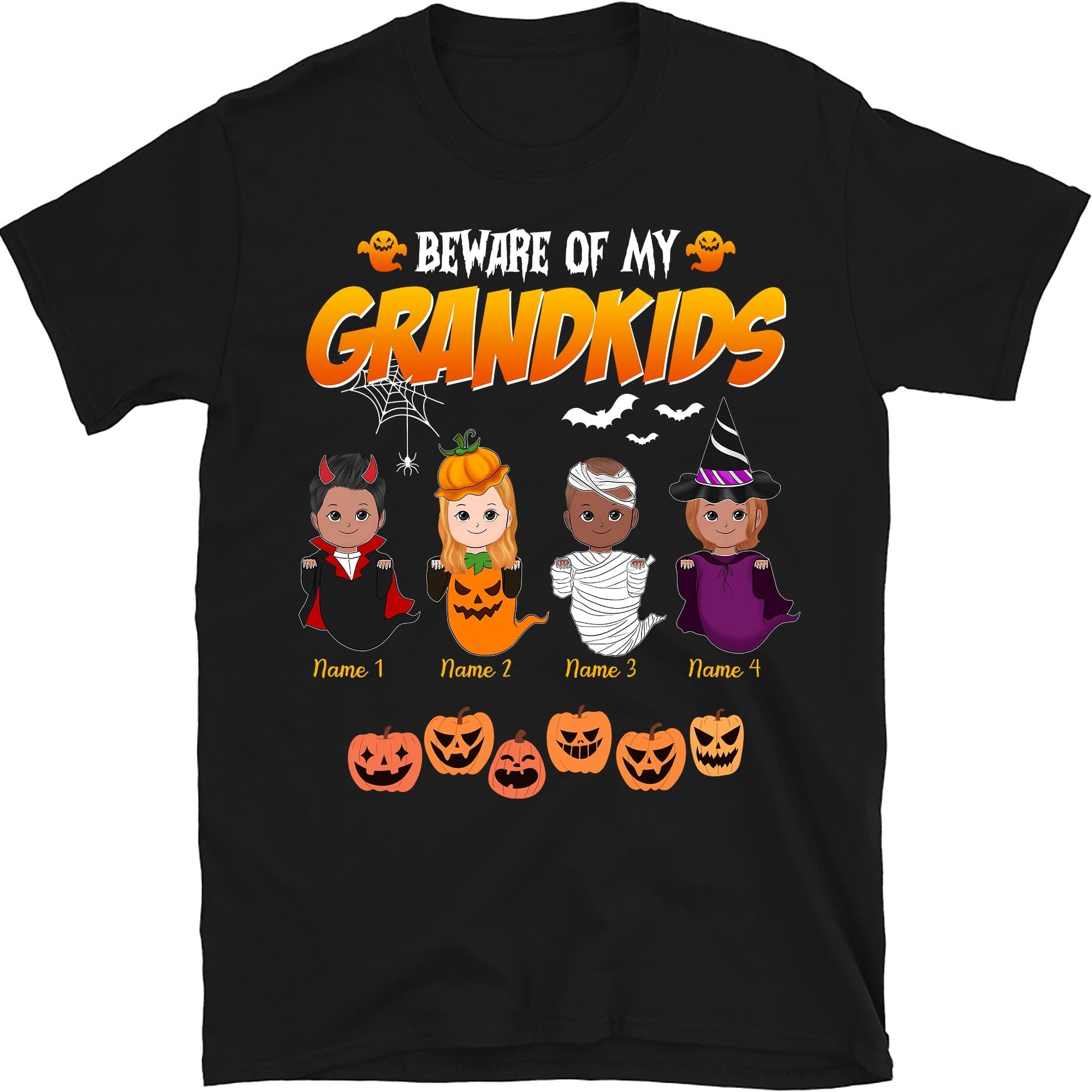 Beware of My Grandkids Grandma Grandkids Shirt Funny Boos Halloween Shirt Custom Mimi Mom Gigi Nana, Halloween Costume Multicolored