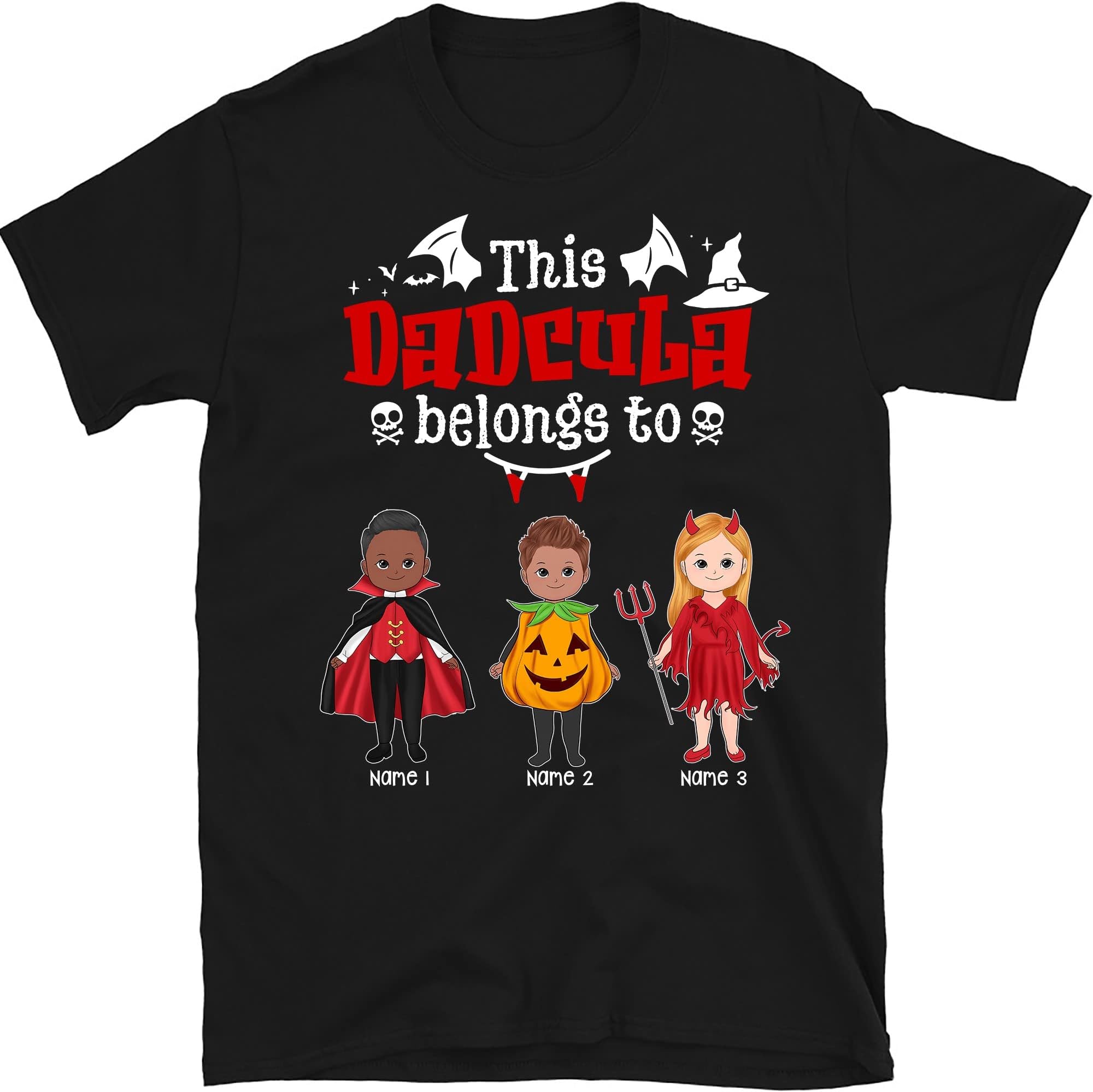 Personalized for Him, This Awesome Dad Belongs to Shirt, Grandpa Papa Pumpkins Shirt Daddy and Kids Names Halloween Tee