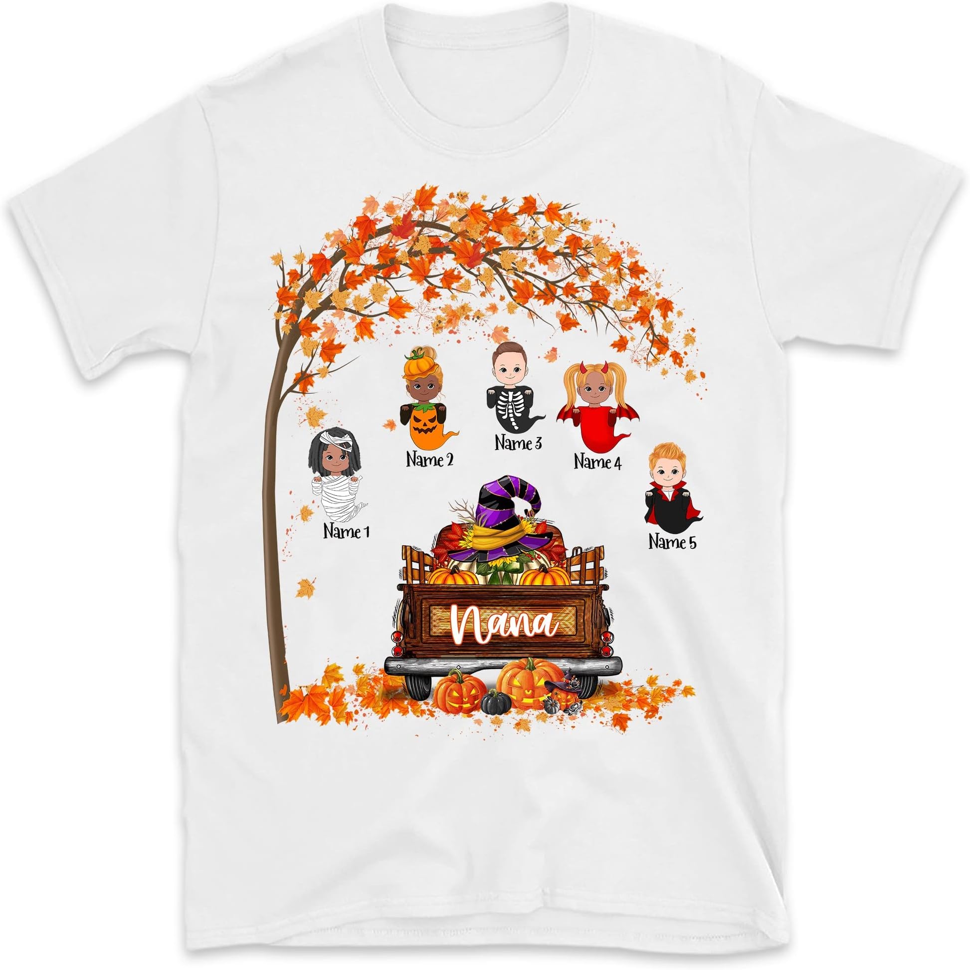 Grandma Pumpkin Truck Halloween with Grandkids Shirt Funny Nana Boos Halloween Shirt Custom Mimi Mom Gigi Nana