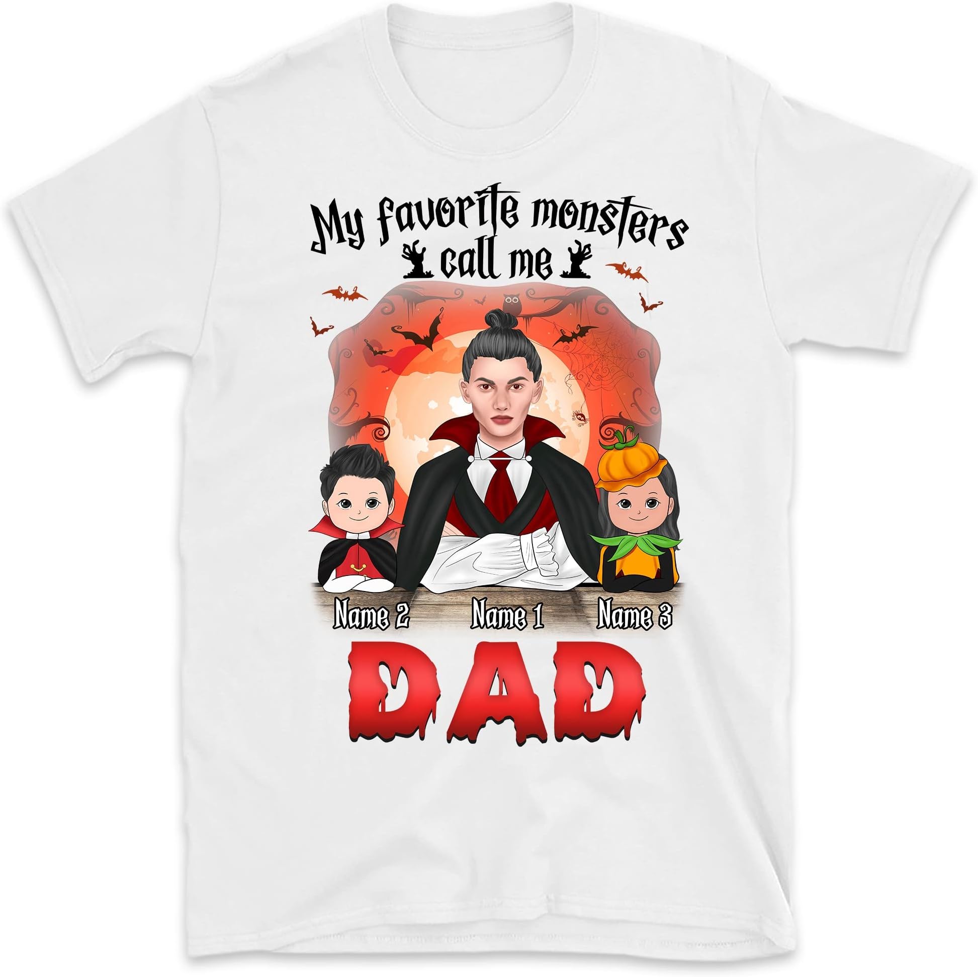 Personalized Halloween Dad Children Custom Shirt, Halloween Dad Kids T-Shirt, Halloween Costume Multicolored