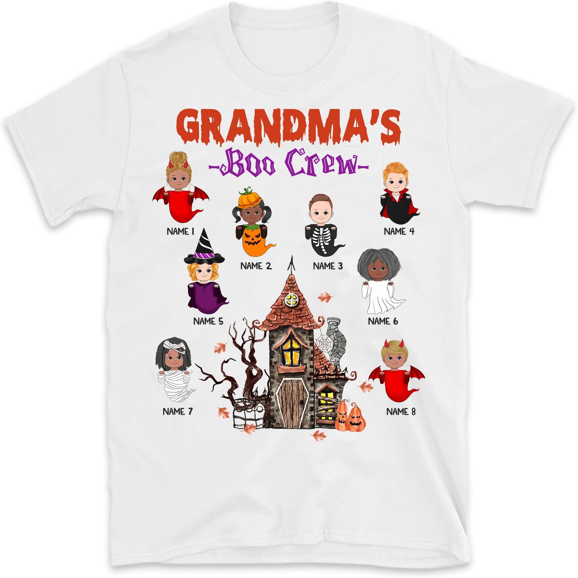 Grandma Boos Halloween with Grandkids Shirt Funny Nana Boos Halloween Shirt Custom Mimi Mom Gigi Nana, Halloween Costume Multicolored