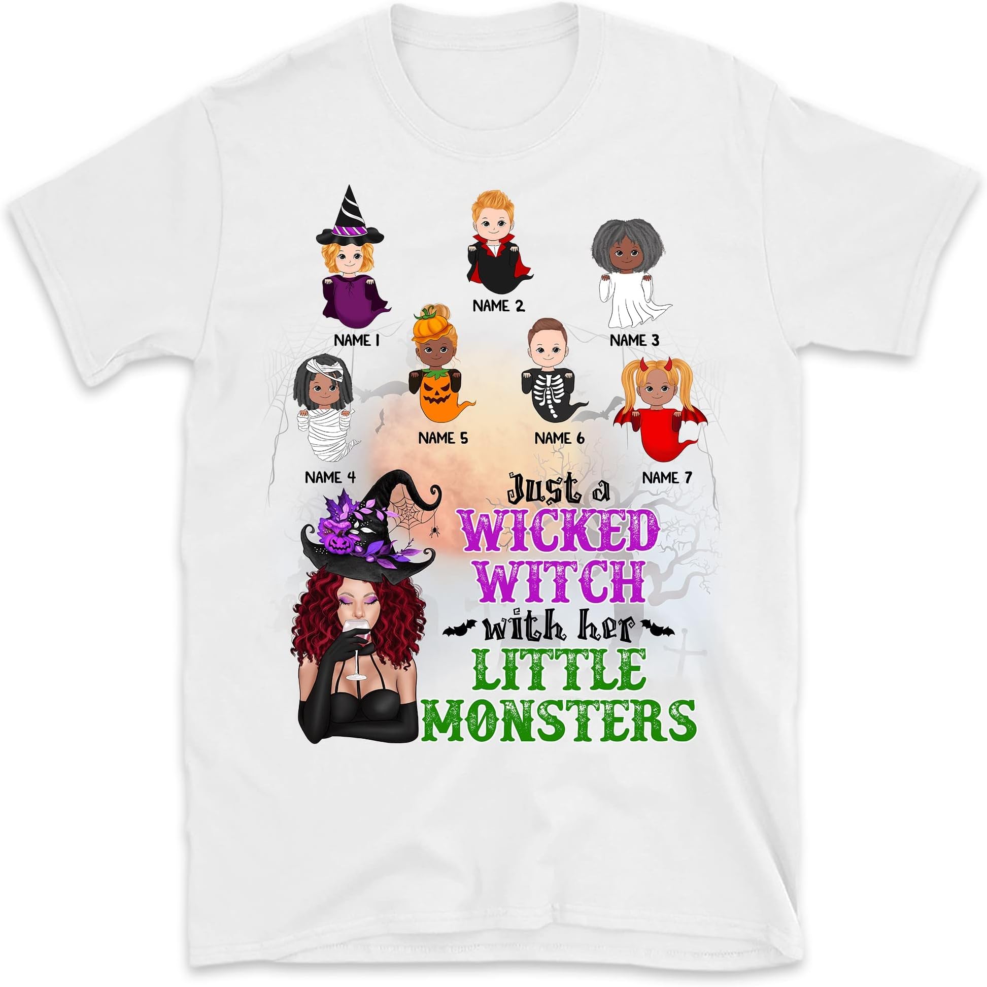 Grandma Mom Halloween with Grandkids Shirt Funny Nana Boos Halloween Shirt, Funny for Mom Nana Multicolored
