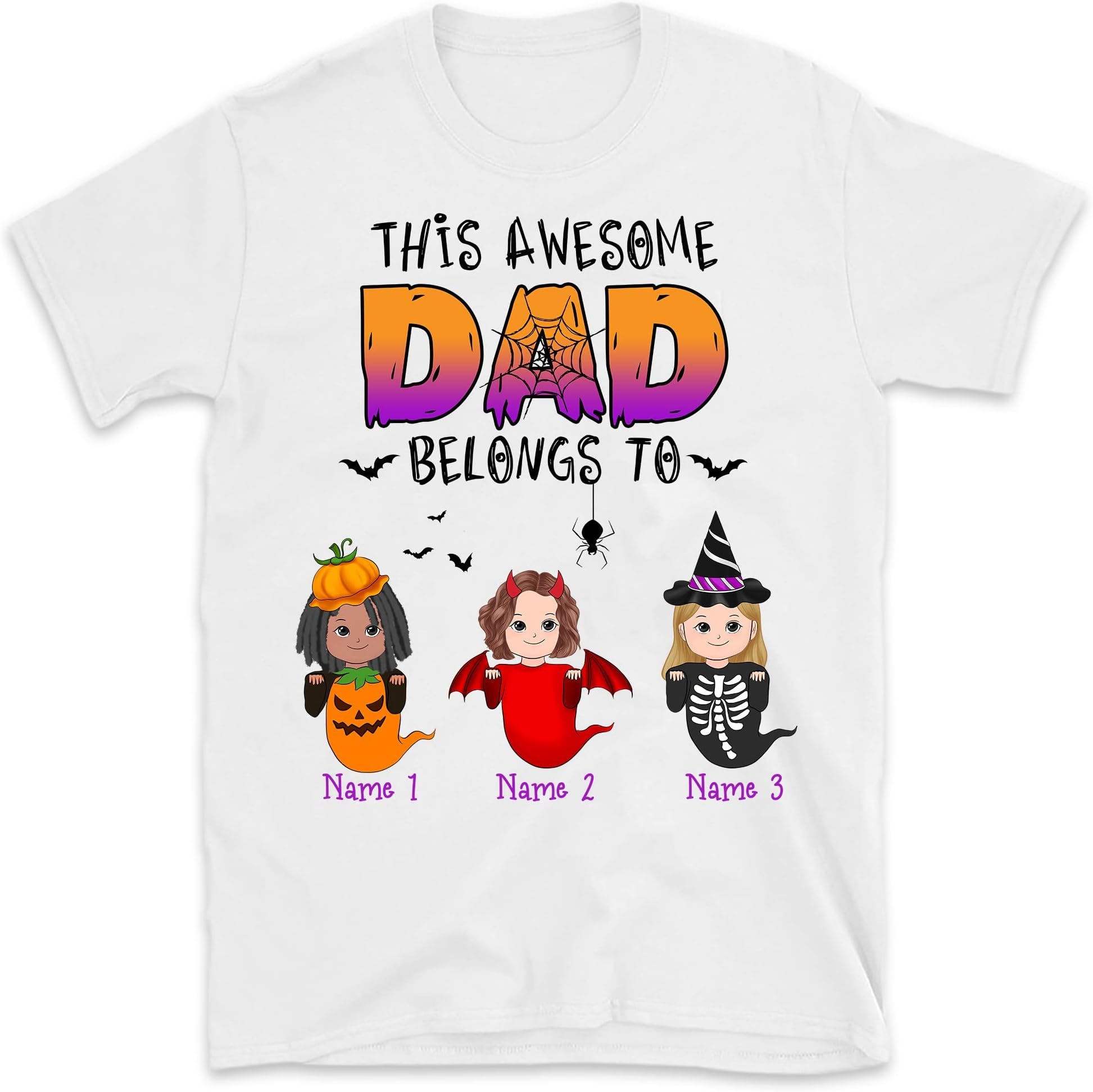 This Awesome Dad Belongs to Grandkids Shirt Funny Boos Halloween Shirt Custom Father Grandma Mom Grandma, Halloween Costume Multicolored