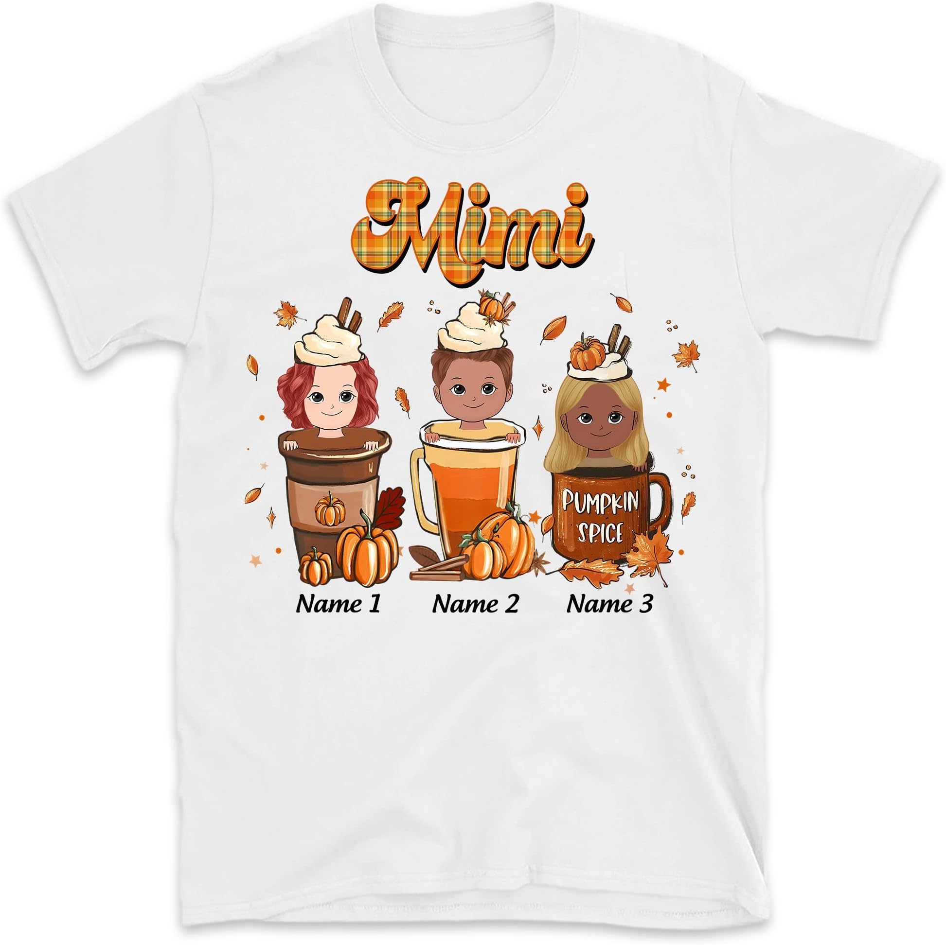 Grandma Fall Coffeee Grandkids Shirt Funny Boos Halloween Shirt Custom Mommy, Nana, Mimi, Mom Halloween Costume Multicolored