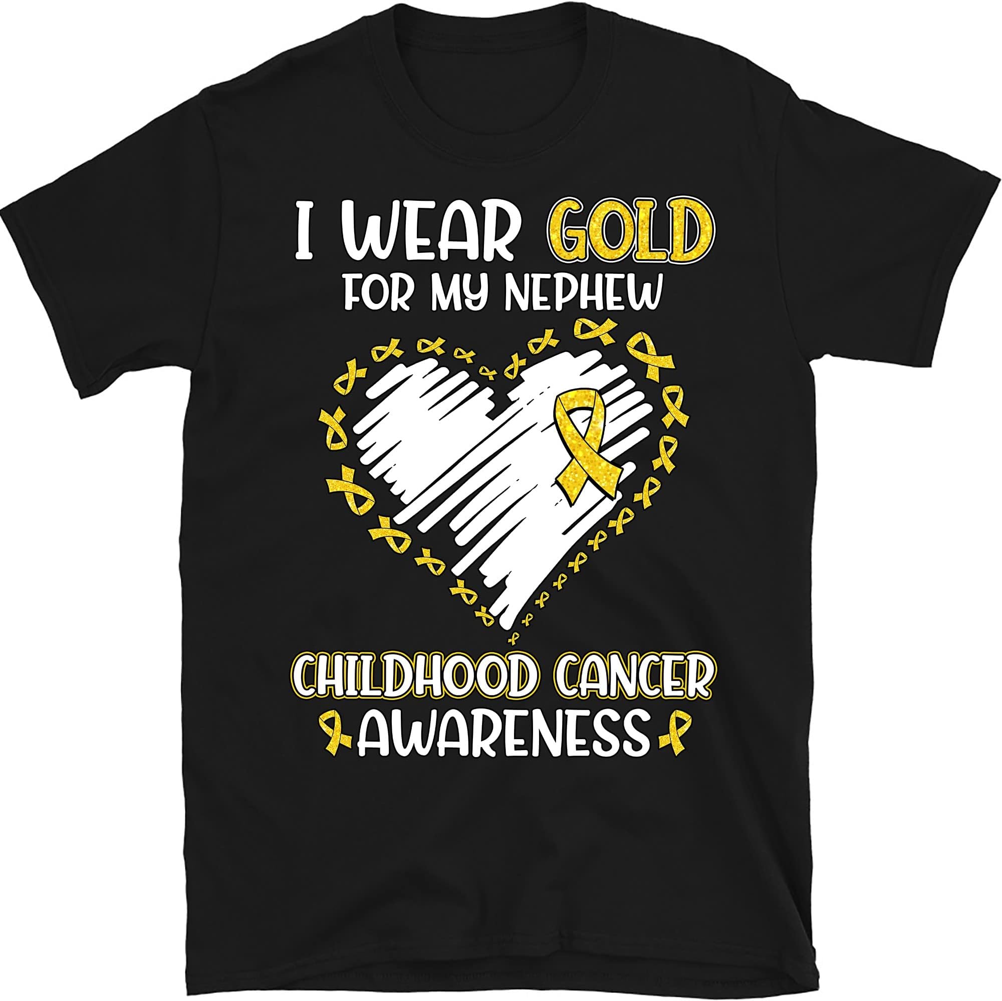 Personalized I Wear Gold for My Son Childhood Cancer Awareness Shirt, Cancer Support Shirt, Childhood Cancer Shirts, Gold Ribbon