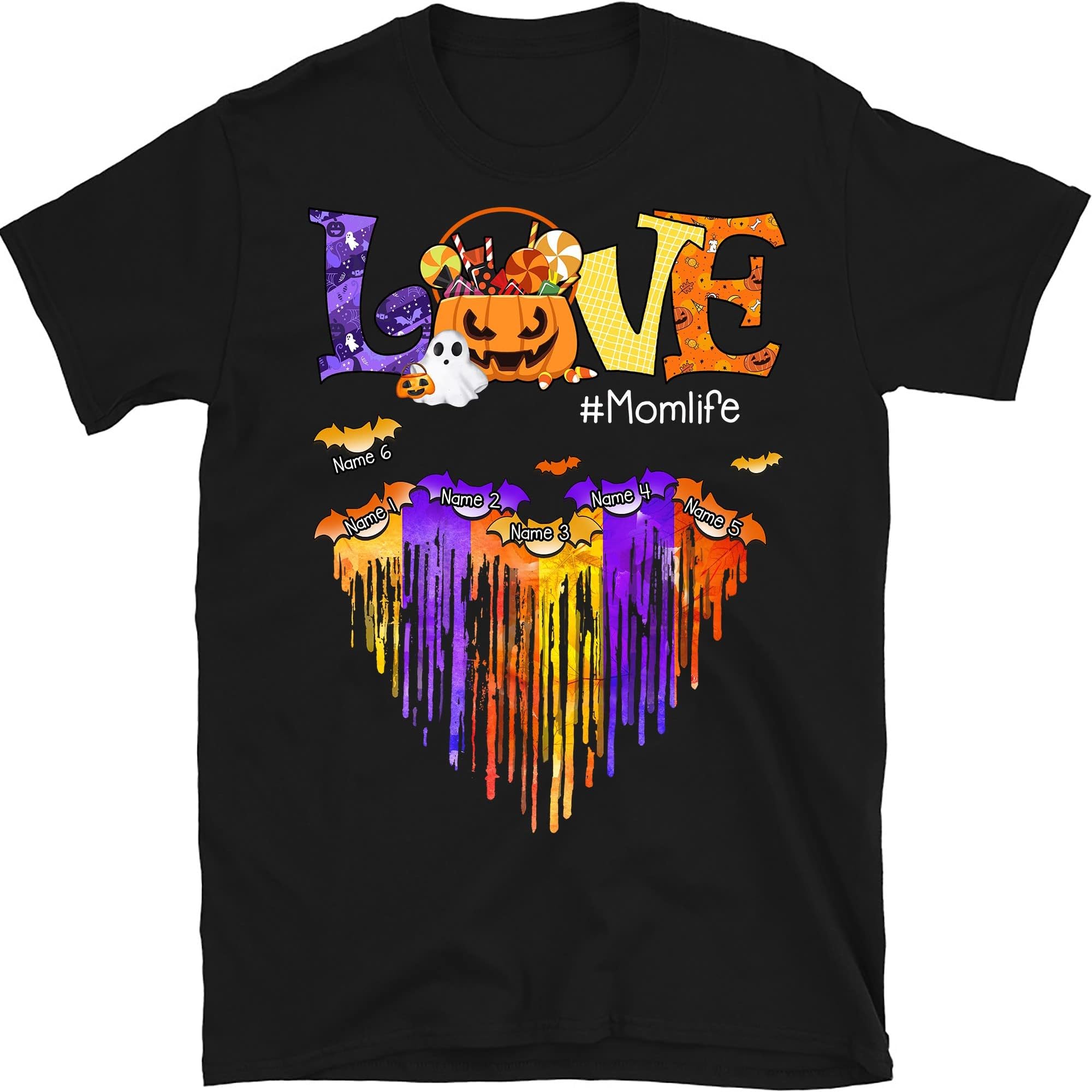 Personalized Grandma Halloween Witth Grandkids Shirt, Custom Nana with Kids Name Shirt, Grandma Mimi Halloween Shirt Multicolored