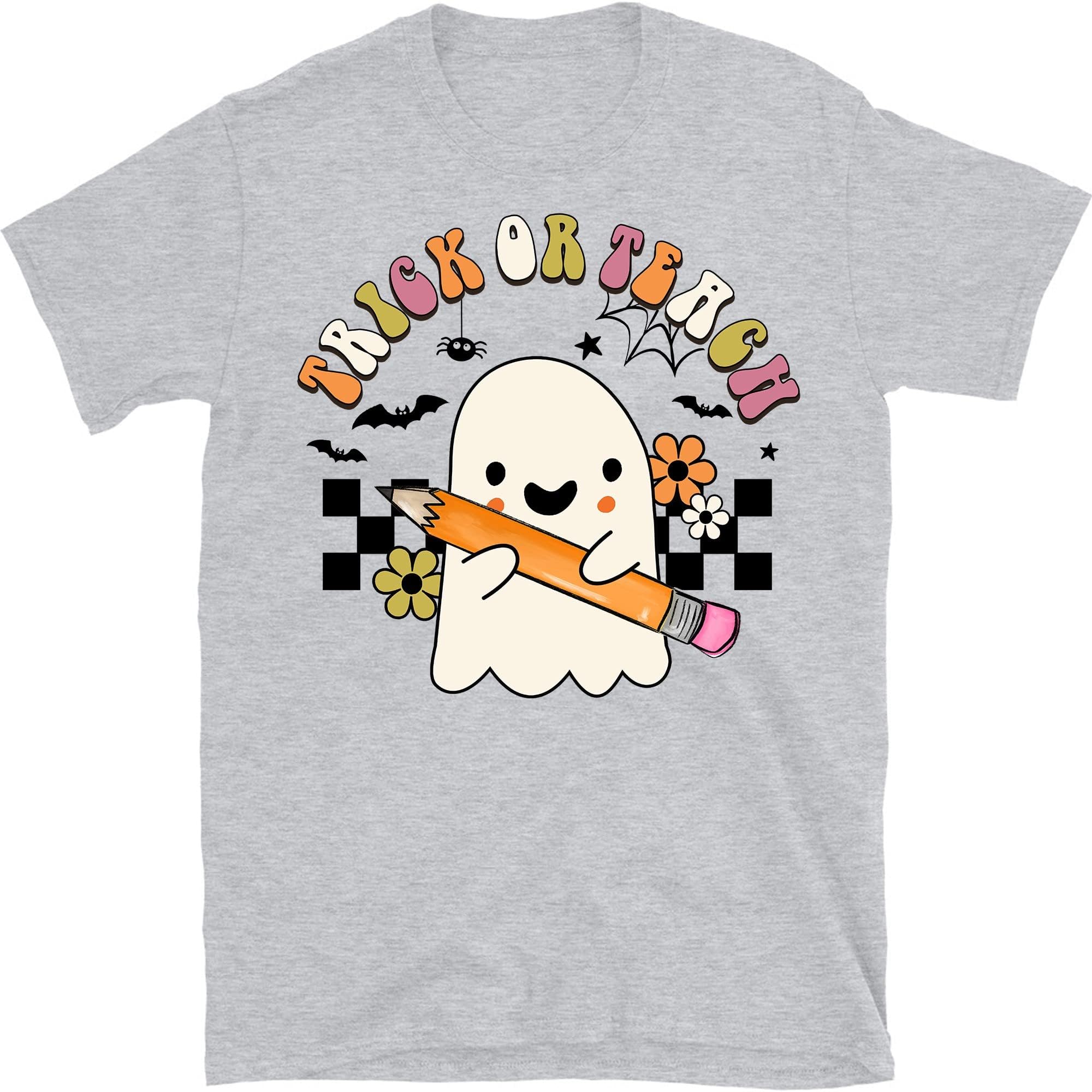 Halloween Teacher Shirt, Trick or Teach T-Shirt, Teacher Retro Tee, Halloween Party,Funny Teacher Shirt for Halloween – Sport Grey/X-Large