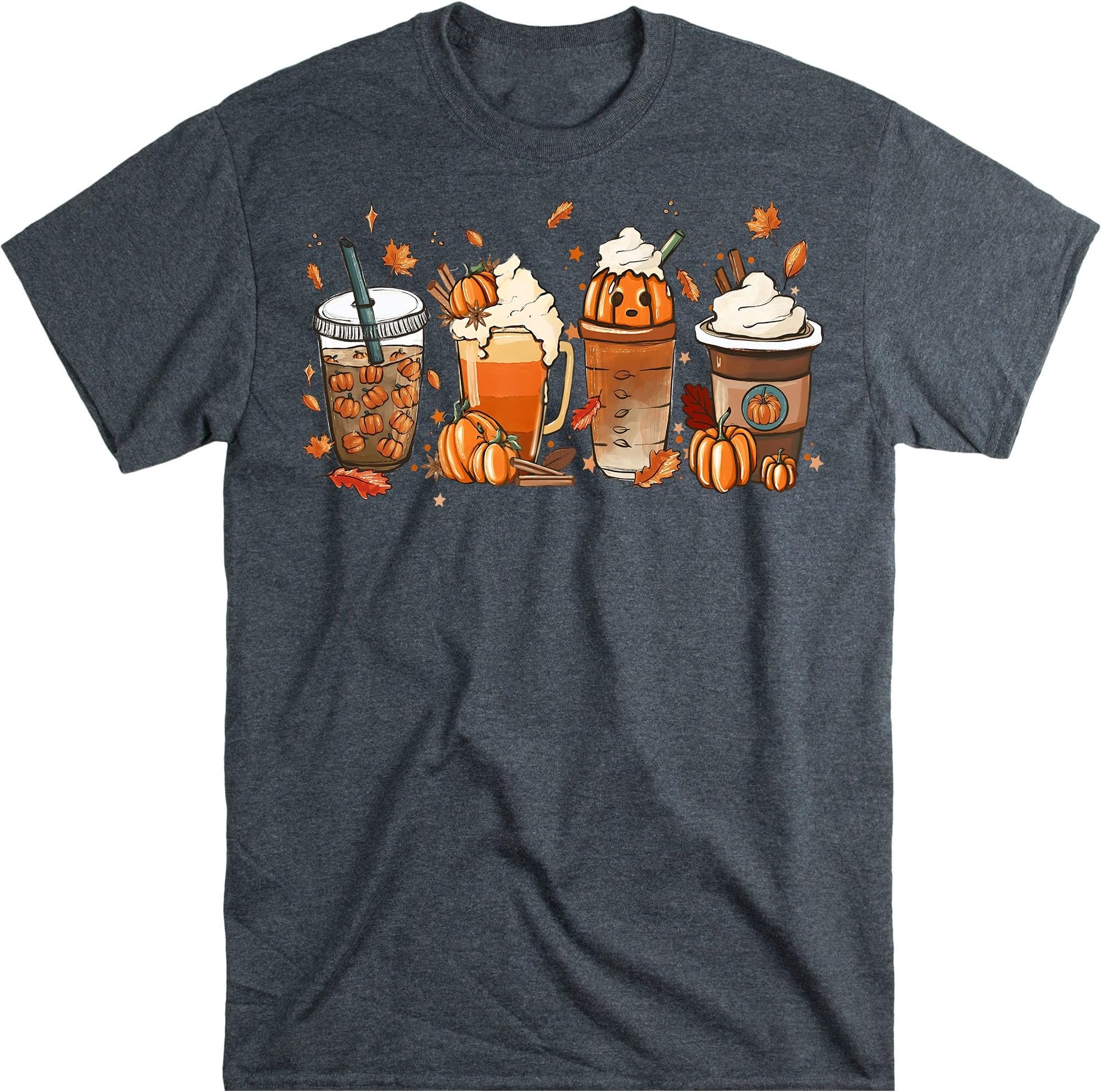 Fall Coffee Shirt, Cute Fall Sweatshirt, Coffee Lover Tee Shirt, Pumpkin Spice Shirt, Thanksgiving Shirt, Halloween Pumpkin – Dark Heather/Medium