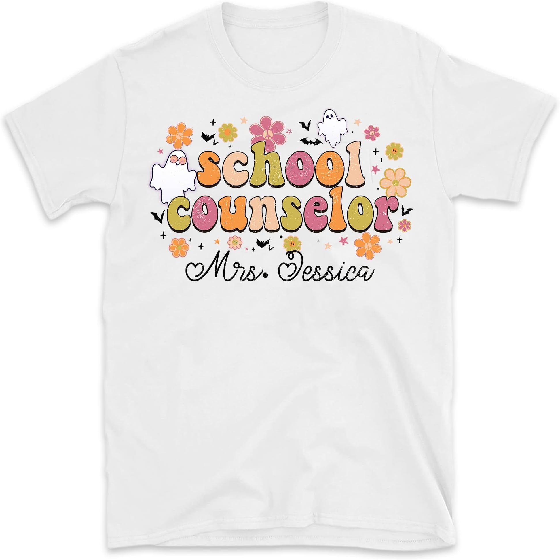 Personalized Name School Counselor Shirt, Hallowen School Counselor Gifts, Counselor Appreciation Gifts, Gift for School Counselor Multicolored