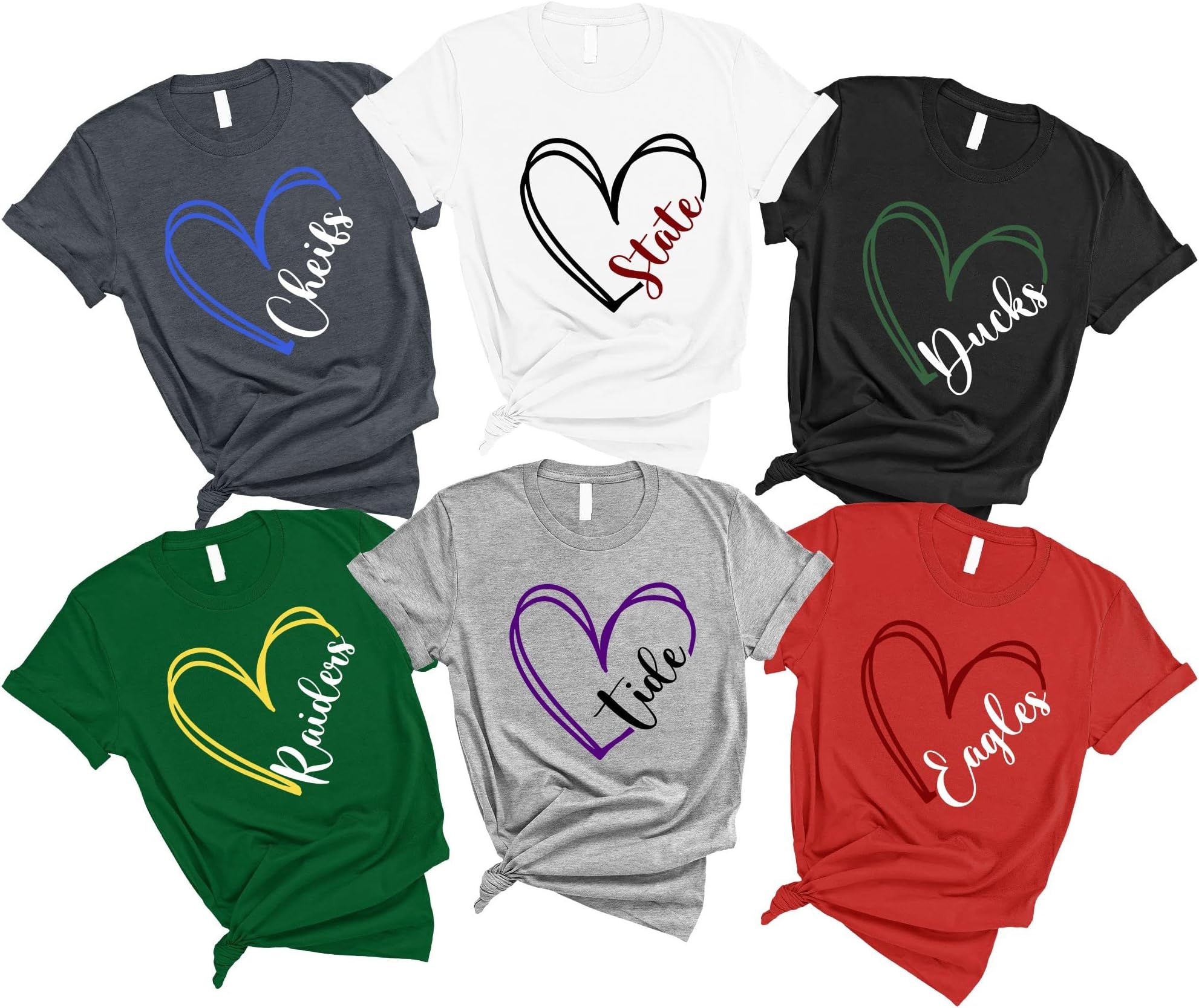 Custom Heart Mascot Shirt, School Team Shirt, Football Mom Shirt, Game Day Shirt, Team Mascot Shirt, School Spirit Shirt, Teacher Shirt Multicolored