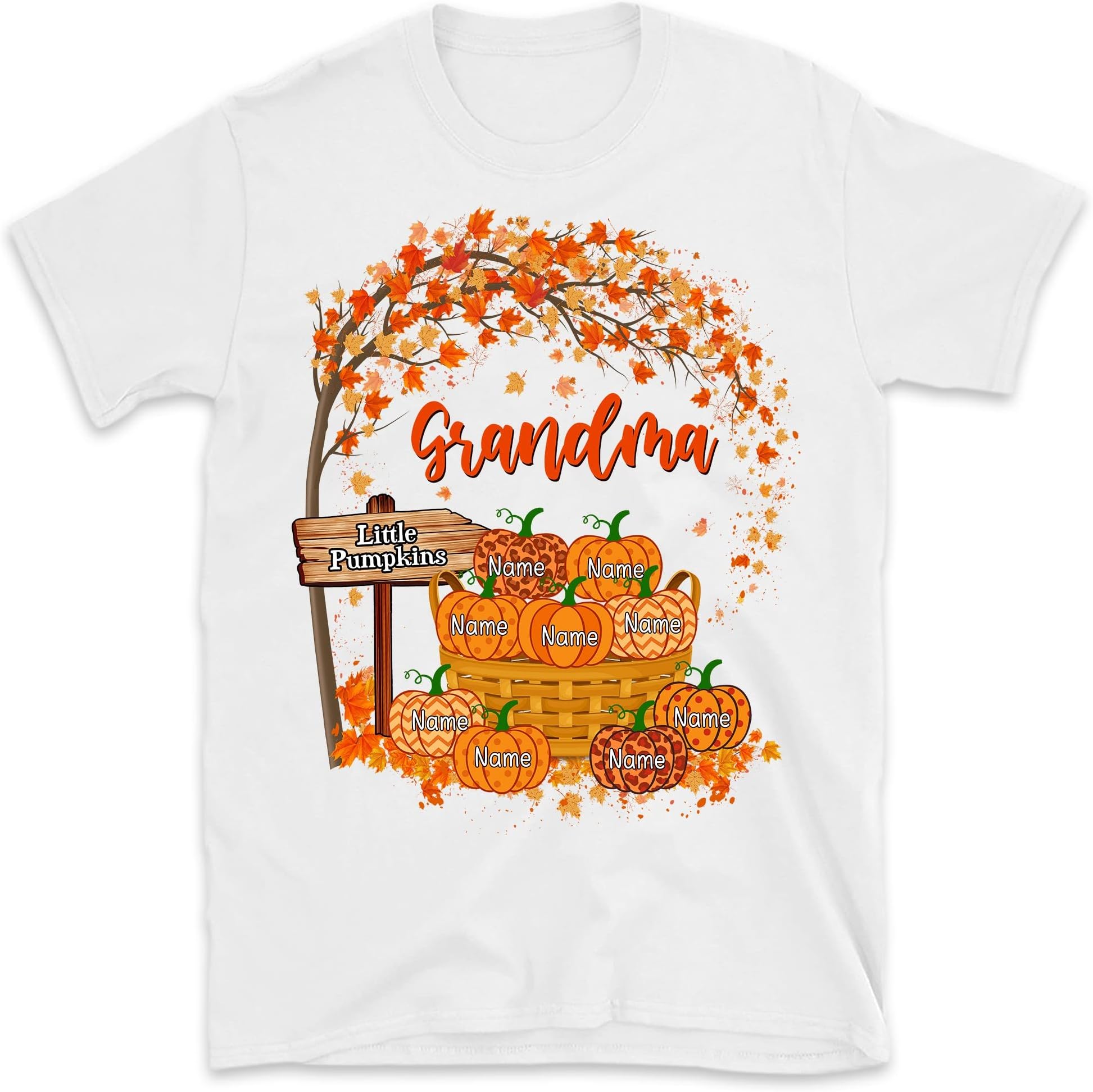 Nana's Little Pumpkins Autumn Basket Shirts, Custom Nana with Grandkids Names Shirt, Personalized Nana Truck Halloween Shirt