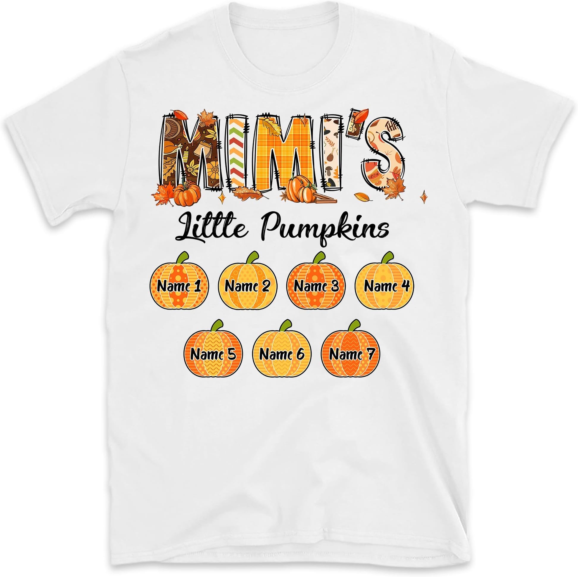 Personalized Grandma Shirt, Grandma Shirt with Grandkids Names, Fall Halloween Shirt, Custom Nickname Grandma Nana Mimi Shirt for Autumn Multicolored