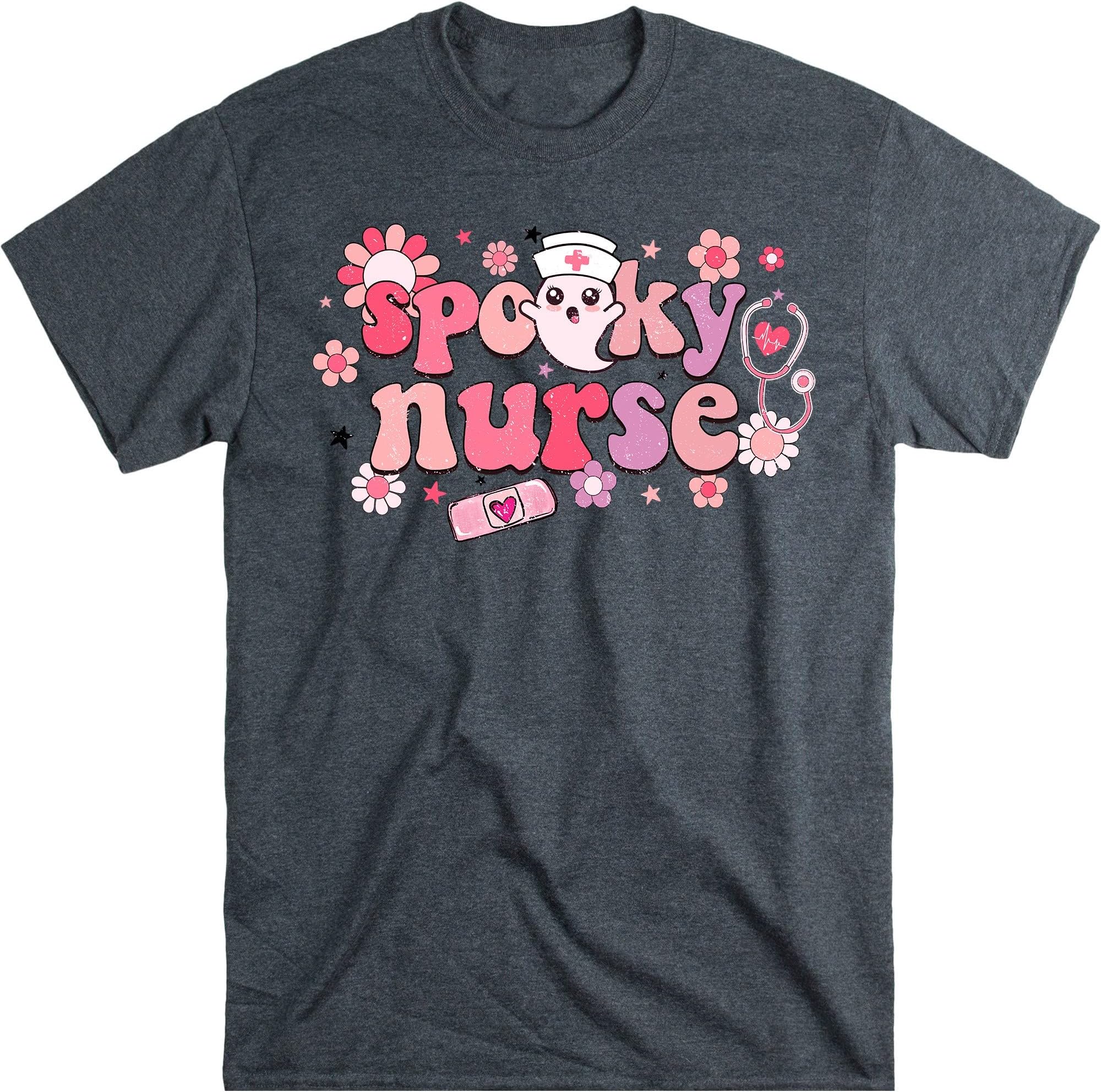 Halloween Spooky Nurse Shirt, Groovy Registered Nurse T-Shirt, Retro Rn LPN,Fall Nurse Ghost Shirt, Gift for Nurse – Dark Heather/XX-Large