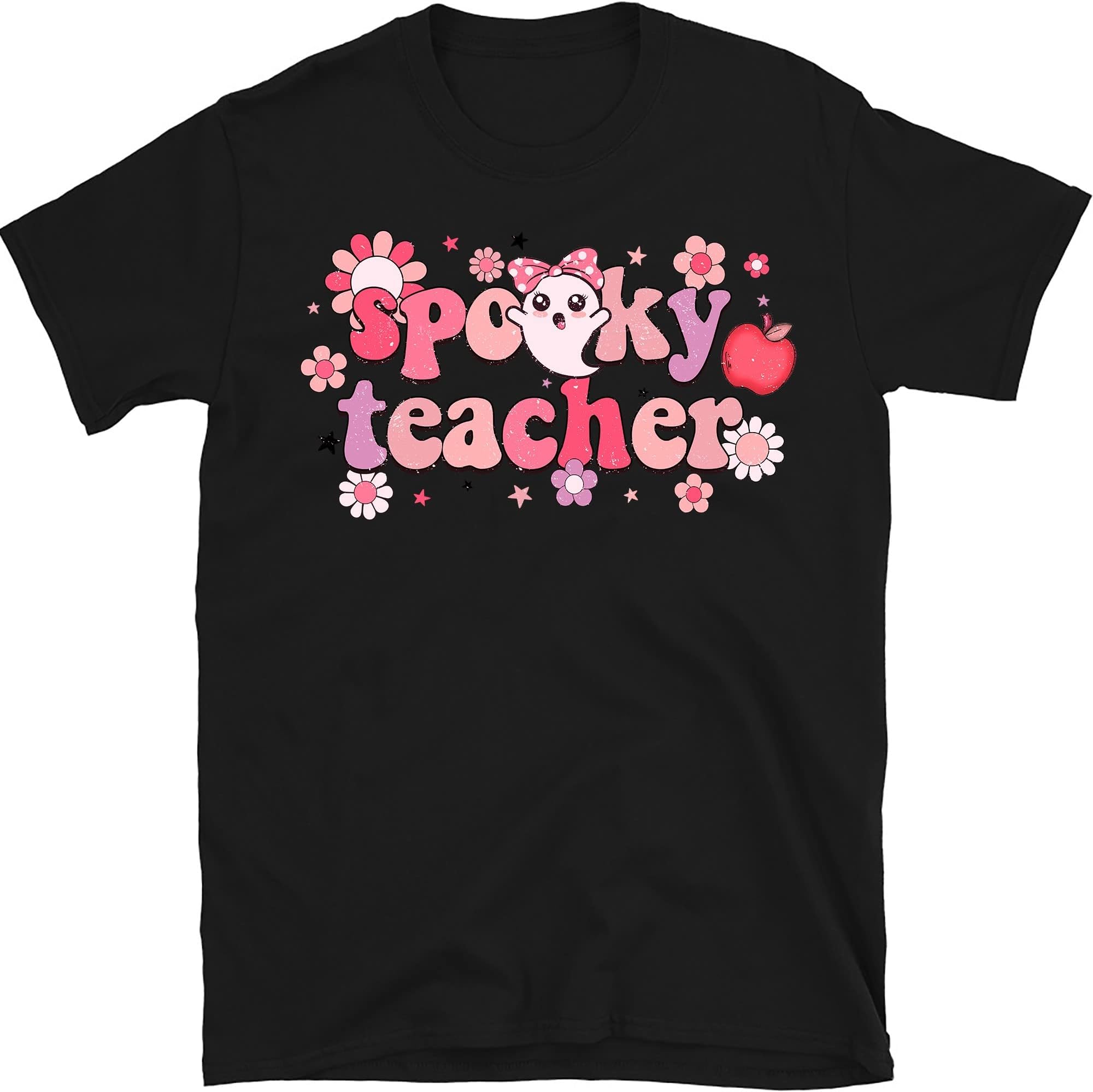Halloween Shirts, Spooky Teacher Shirt, Teacher Shirts, Kindergarten Teacher Tee, Teacher Halloween Shirts, Retro – Black/4X-Large