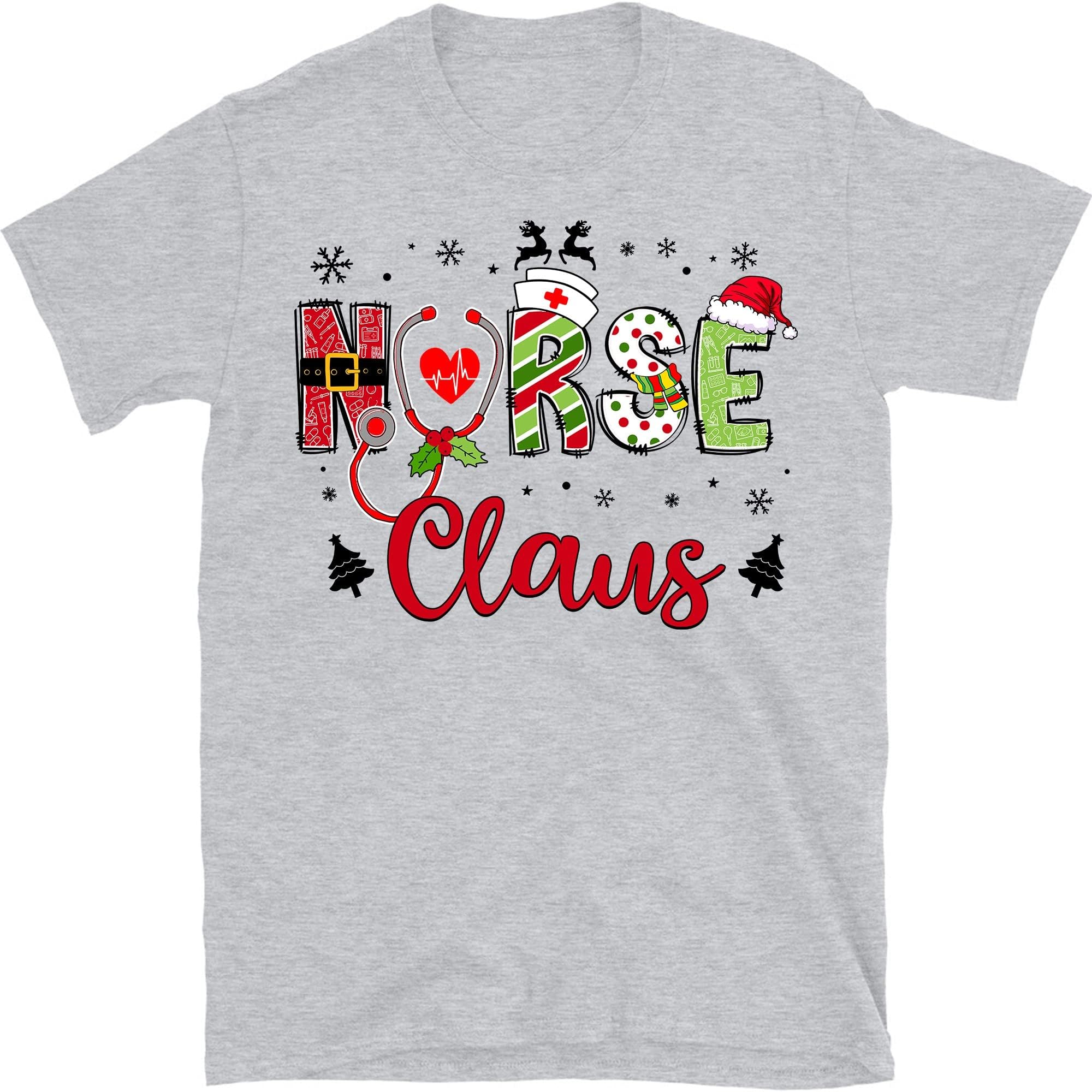 Nurse Claus, Christmas Nurse T-Shirt, Leopard Nurse Shirt, Nurse Christmas Shirt, Nurse Christmas Shirt, Funny Christmas – Sport Grey/4X-Large
