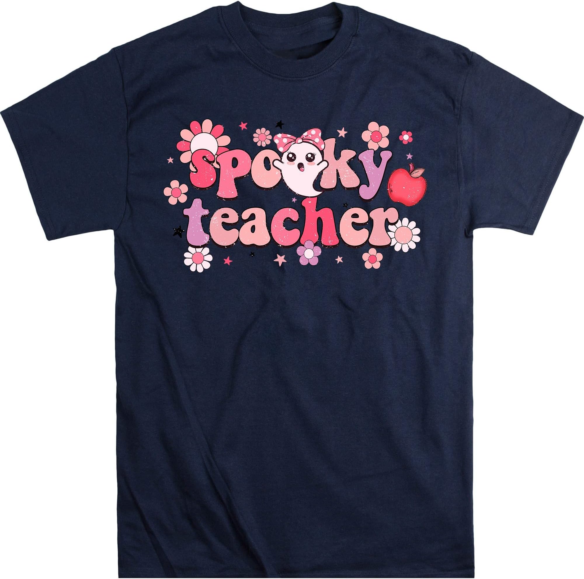 Halloween Shirts, Spooky Teacher Shirt, Teacher Shirts, Kindergarten Teacher Tee, Teacher Halloween Shirts, Retro – Navy/XX-Large