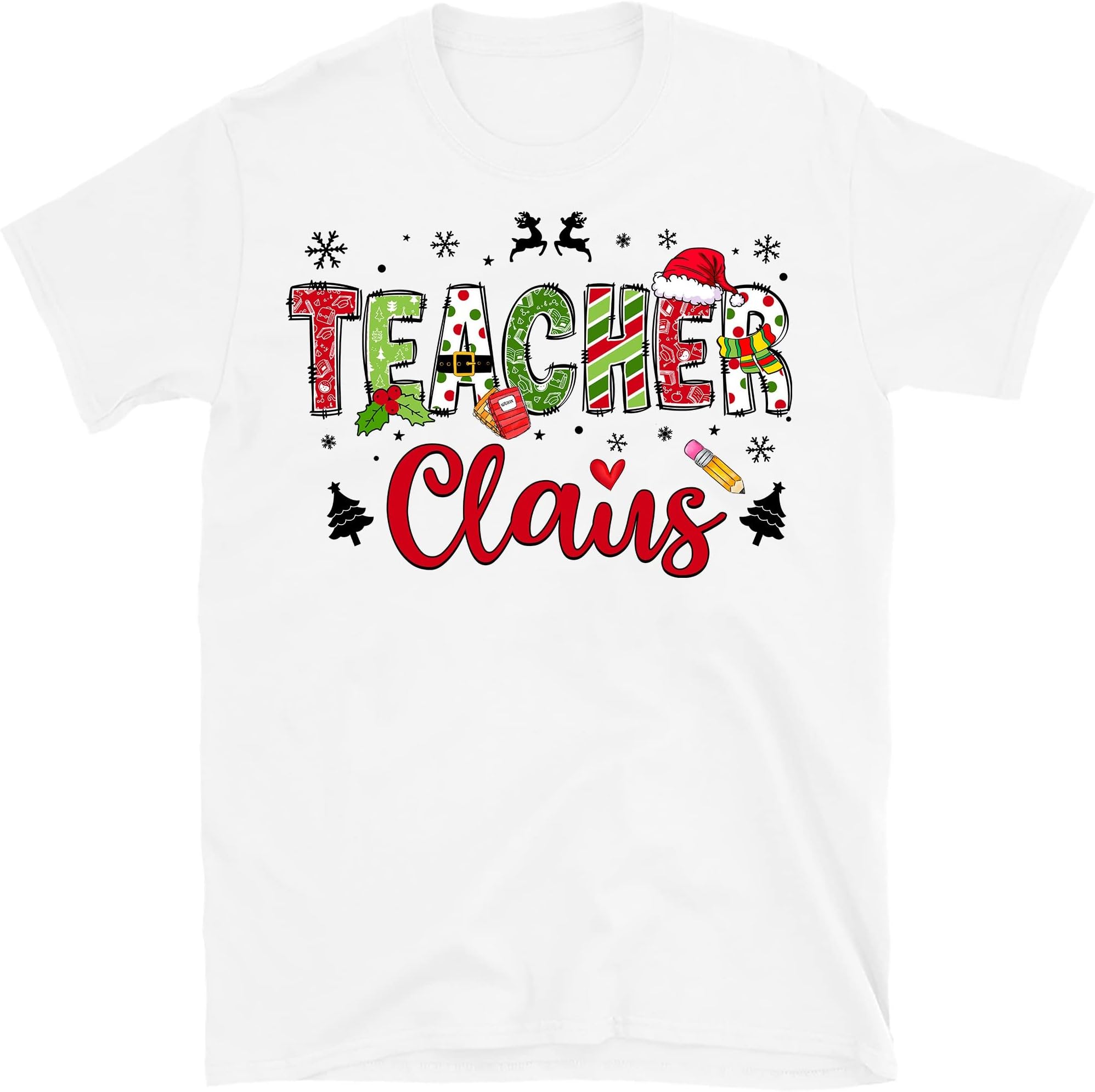 Teacher Claus Shirt, Teacher, Teacher Christmas Tee, Teacher Appreciation Gift, Cute Teacher Graphic Shirt – White/3X-Large