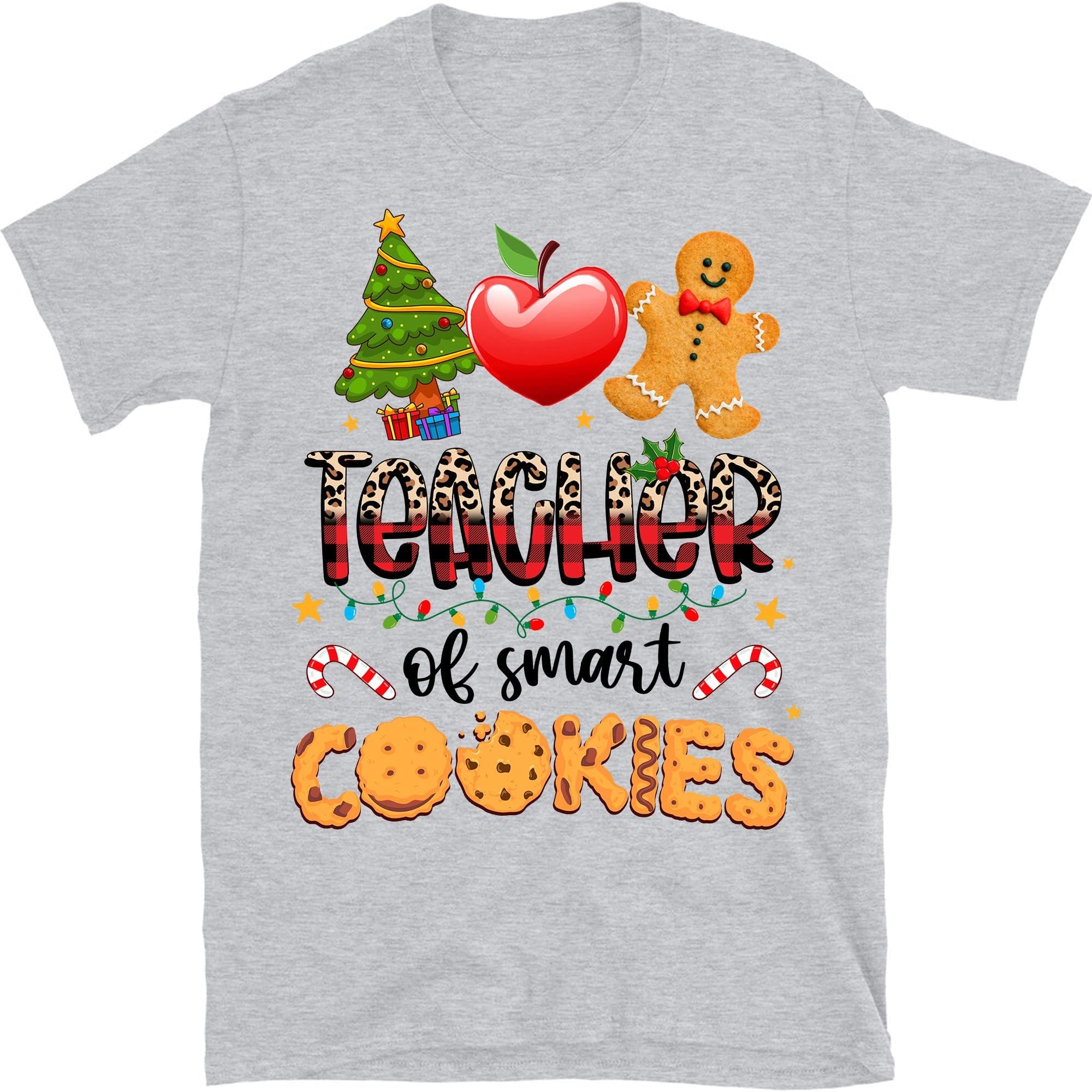 Christmas Teacher Shirt, Teacher of The Smartest Cookies Shirt, Cute Funny Christmas School Shirt, Christmas New Year – Sport Grey/Small