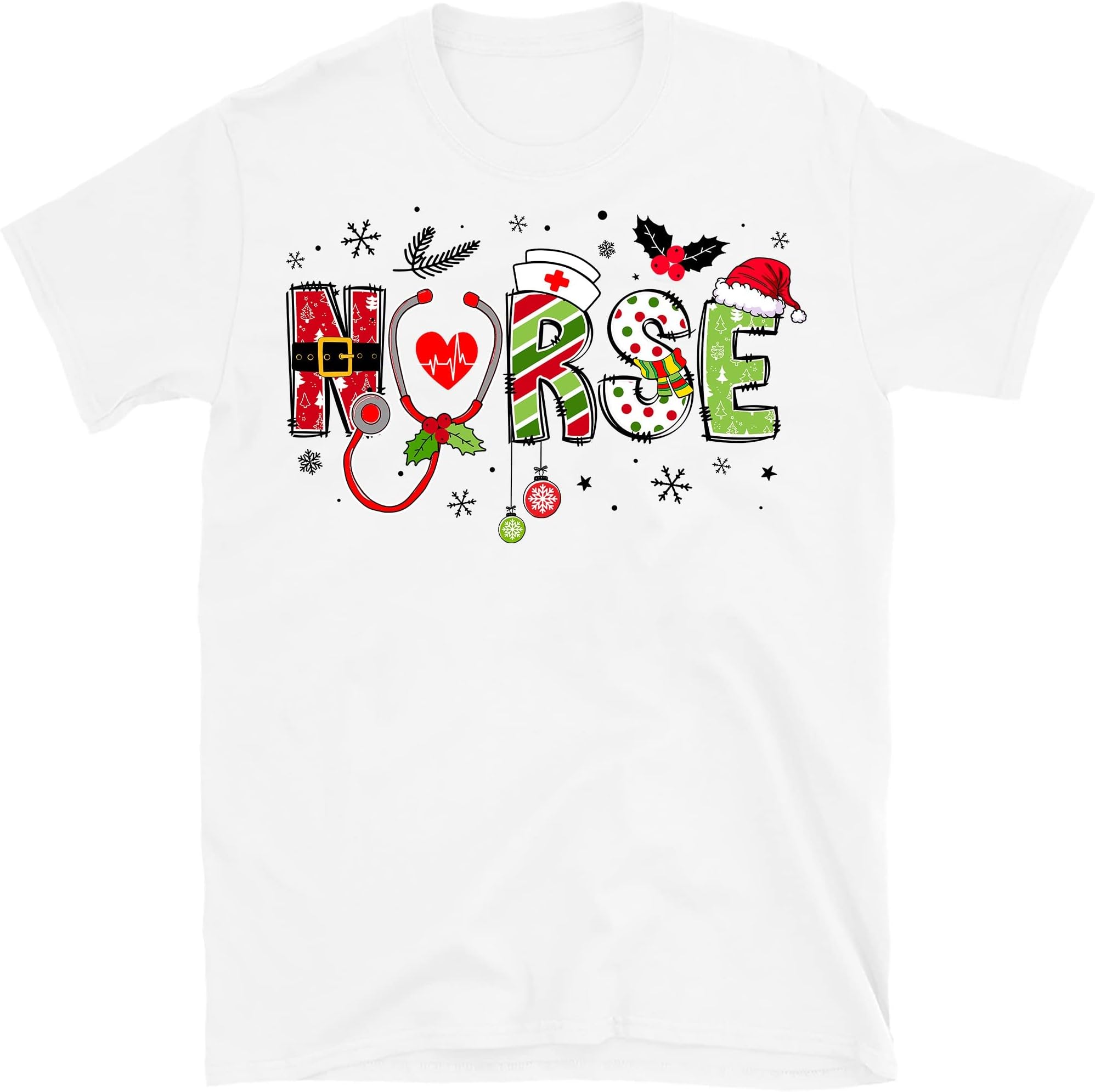 Nurse Christmas Shirt, Funny, Christmas Shirt for Nurse, Santa Hat Nurse Christmas Shirt, Christmas Nurse – White/Medium