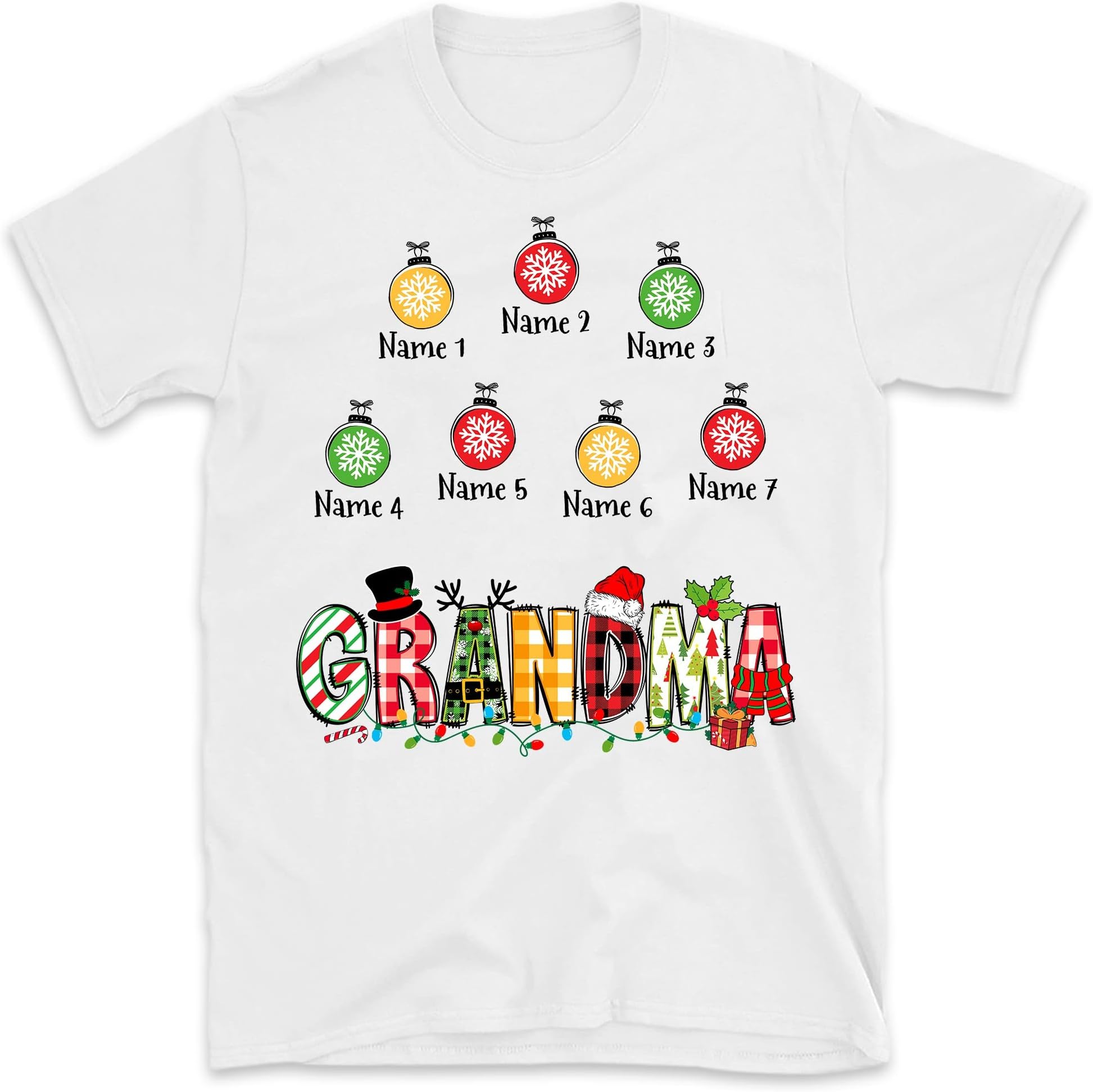 Grandma Christmas Shirt, Customized Mimi, Personalized Grandkids Gift, Mimi's Favorite Ornaments Kids Shirt TT Multicolored