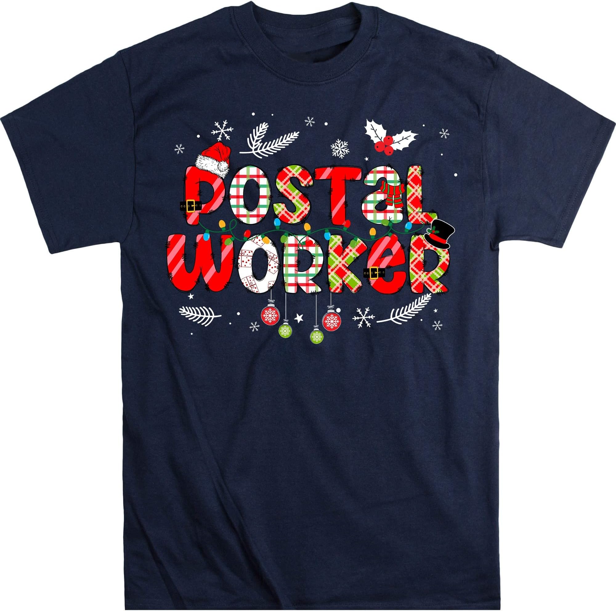 Merry Postal Worker Shirt, Christmas Postal Carrier Worker Shirts, Mail Woman Men Shirt, Gift for Mail Woman, Christmas Mail – Navy/4X-Large