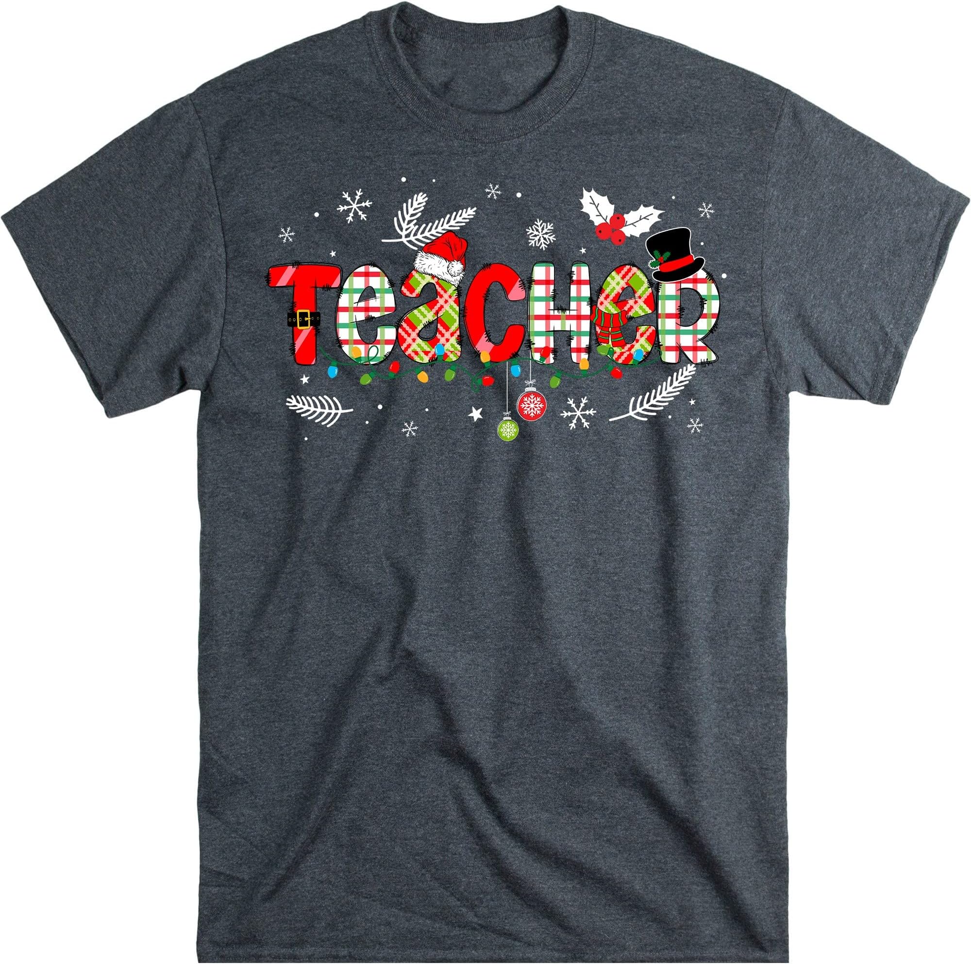 Teacher Christmas Shirt, Christmas Teacher Tee, Teacher Shirt, Field Trip Shirts for Teachers, Christmas Light Shirt for Teachers – Dark Heather/3X-Large