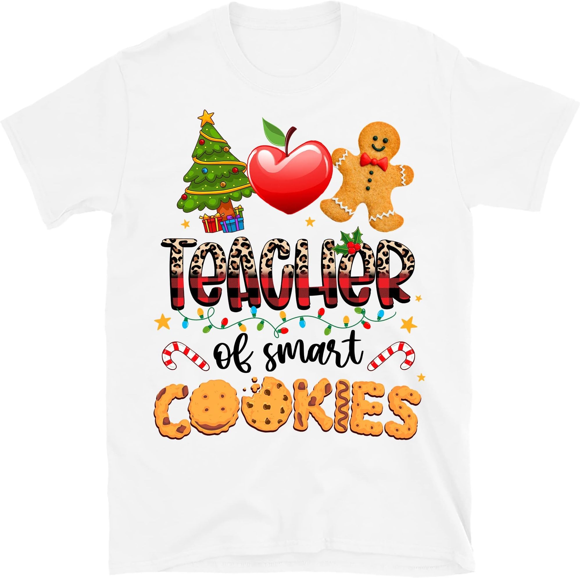 Christmas Teacher Shirt, Teacher of The Smartest Cookies Shirt, Cute Funny Christmas School Shirt, Christmas New Year – White/Small