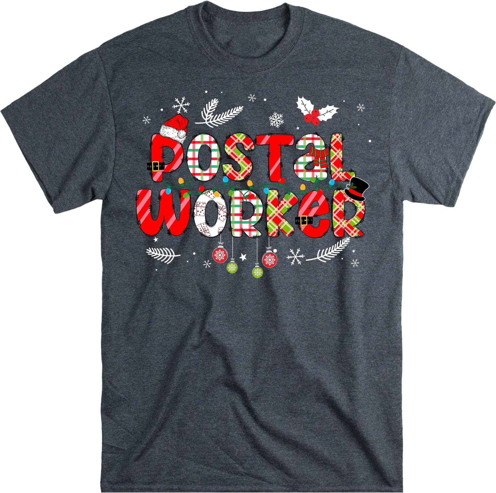 Merry Postal Worker Shirt, Christmas Postal Carrier Worker Shirts, Mail Woman Men Shirt, Gift for Mail Woman