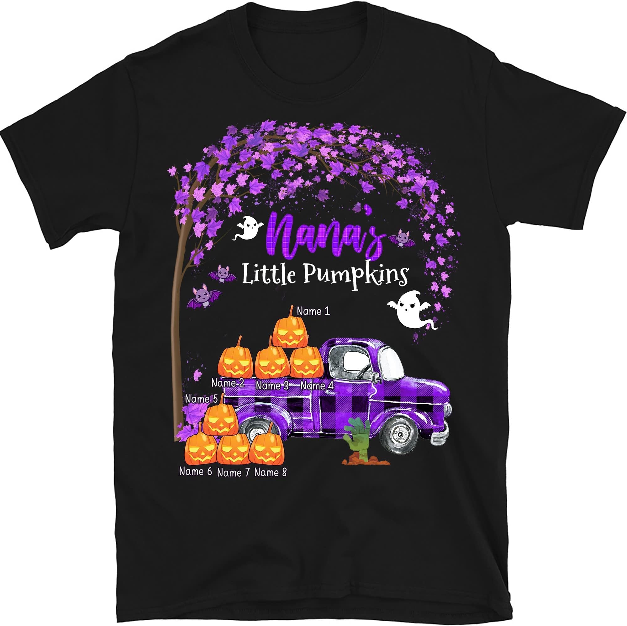 Nana's Little Pumpkins Truck Fall Shirts, Personalized Nana Truck Halloween Shirt, Custom Nana Mom with Grandkids Names Shirt