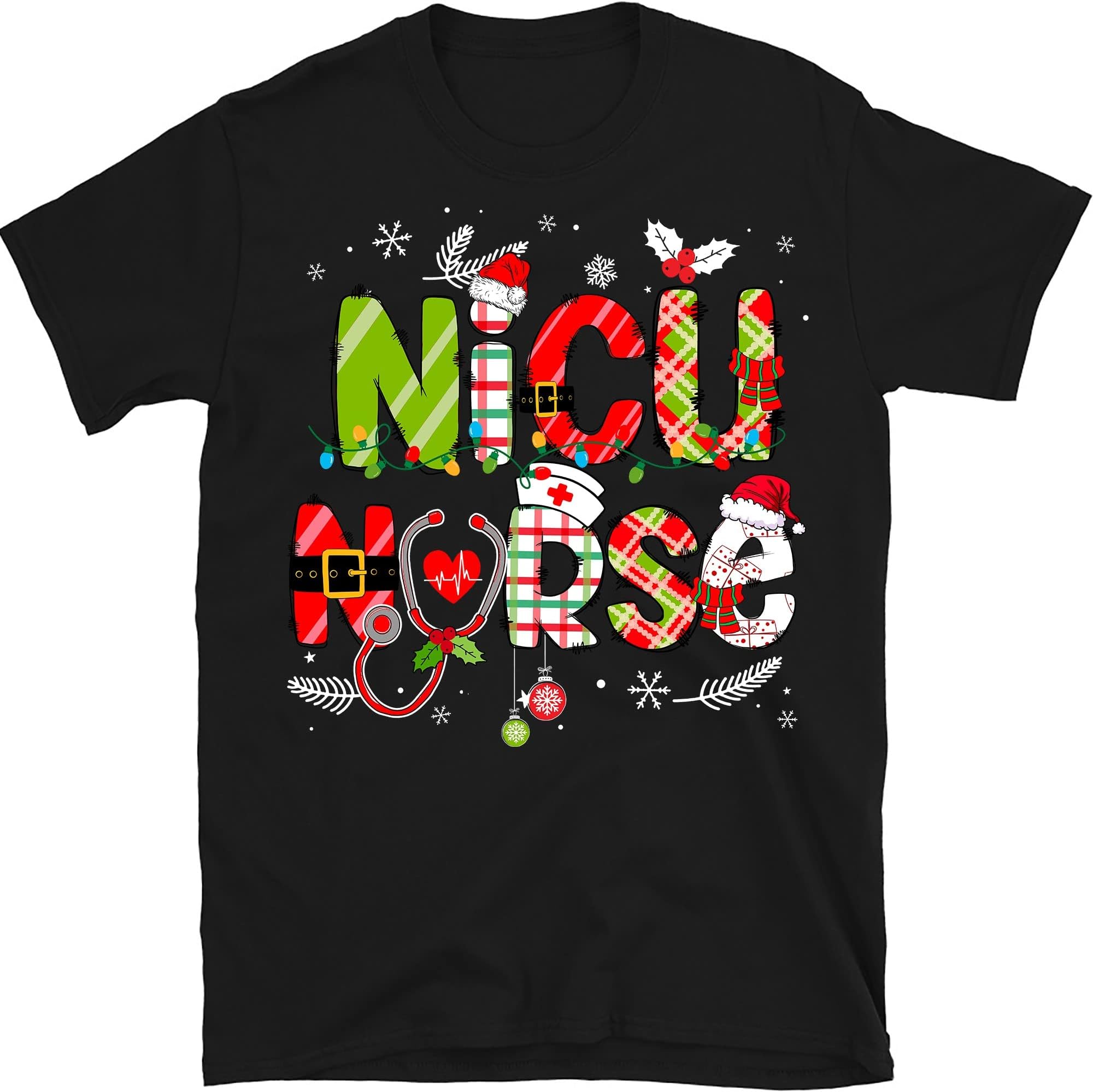 Christmas Nicu Nurse Shirt, Xmas Nicu Nurse Tee Shirt, Christmas Nicu Nurse Shirt, Gift for Nurse – Black/4X-Large