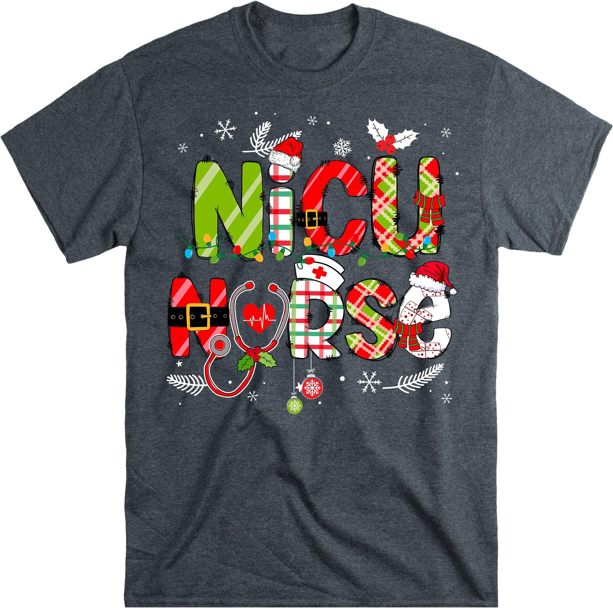 Christmas Nicu Nurse Shirt, Xmas Nicu Nurse Tee Shirt, Christmas Nicu Nurse Shirt, Gift for Nurse – Dark Heather/XX-Large